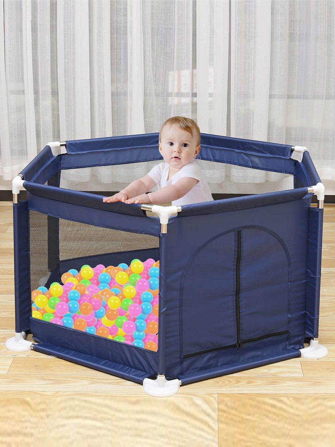 

WEMBLEY Kids Solid Fence Hoop Activity Tent Without Balls, Blue