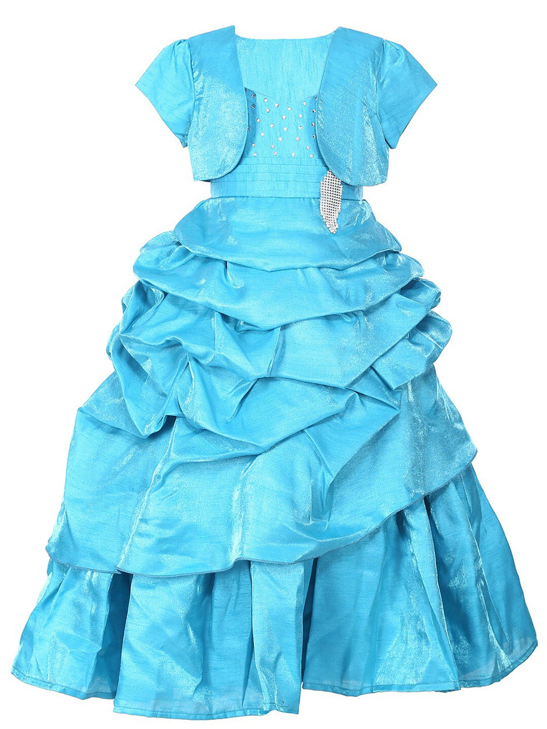

Samsara Couture Blue Embellished Satin Cotton Dress