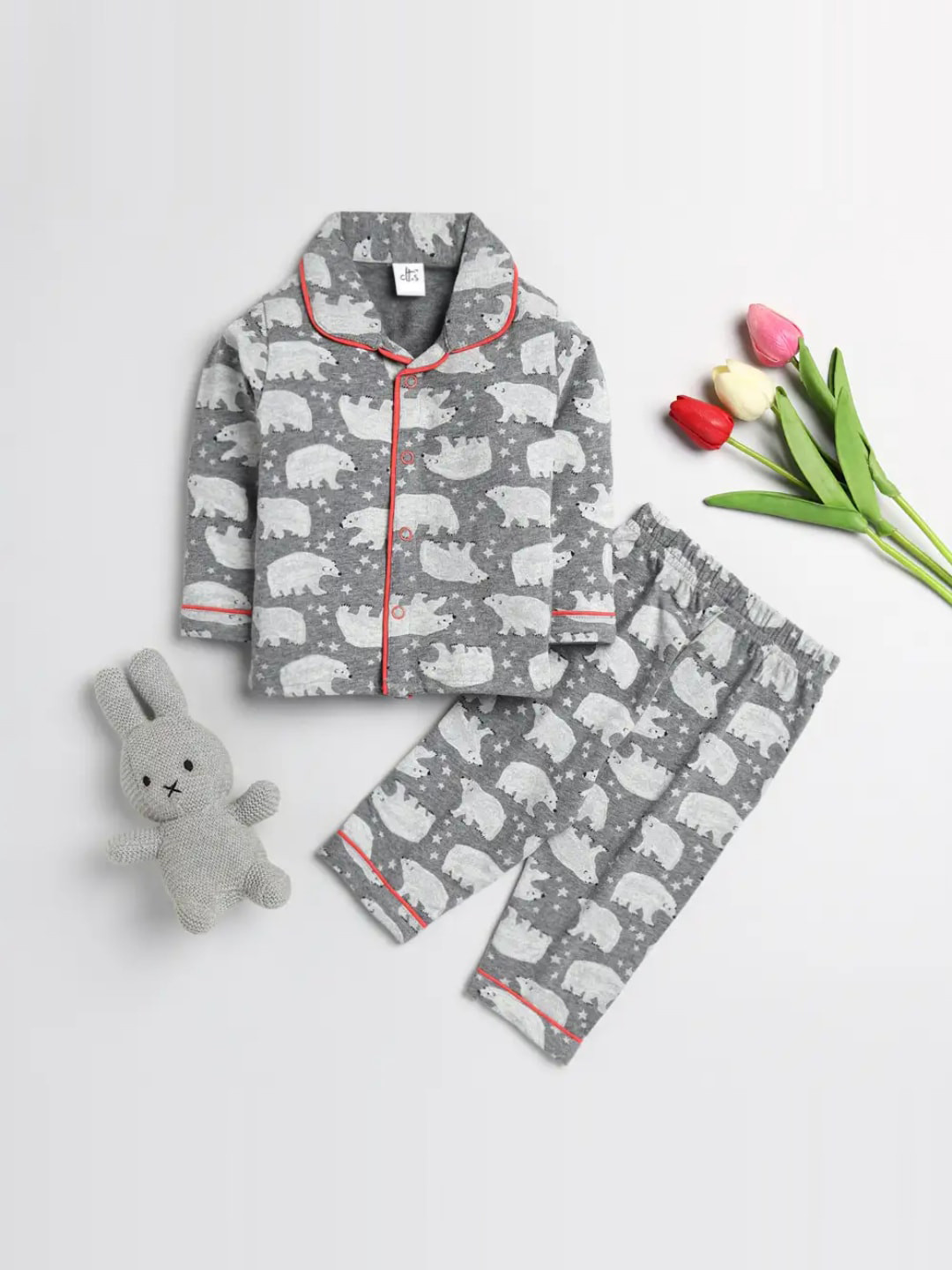 

Clt s Kids Printed Night suit, Charcoal