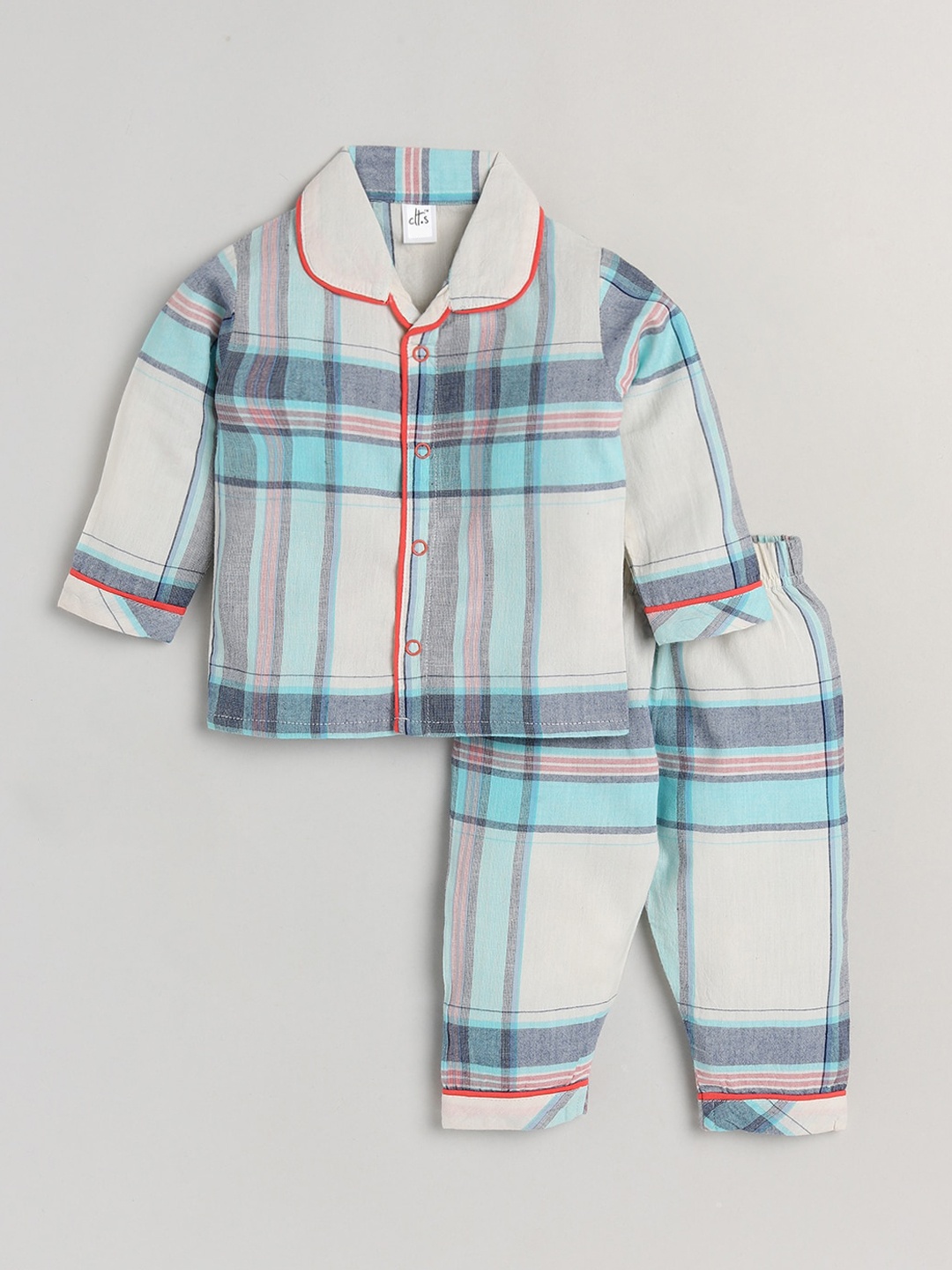 

Clt s Unisex Kids Blue & White Printed Night suit