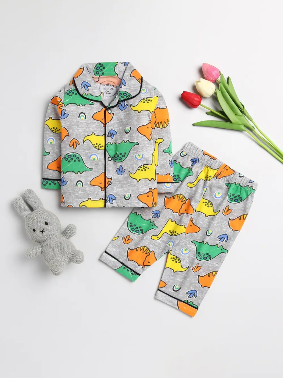 

Clt s Unisex Kids Pure Cotton Printed Night suit, Grey