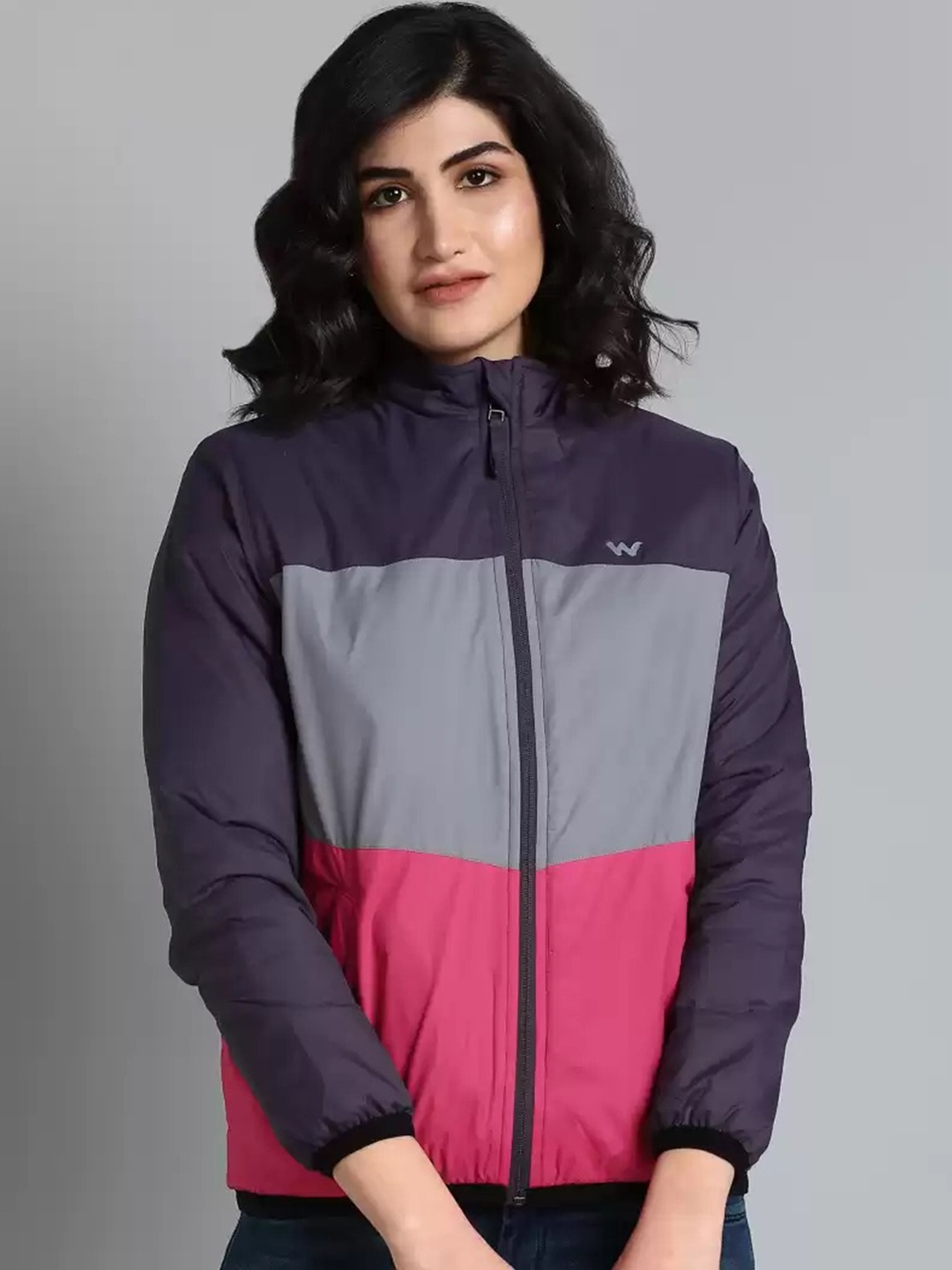 

Wildcraft Women Purple Grey & Pink Colourblocked Lightweight Padded Jacket