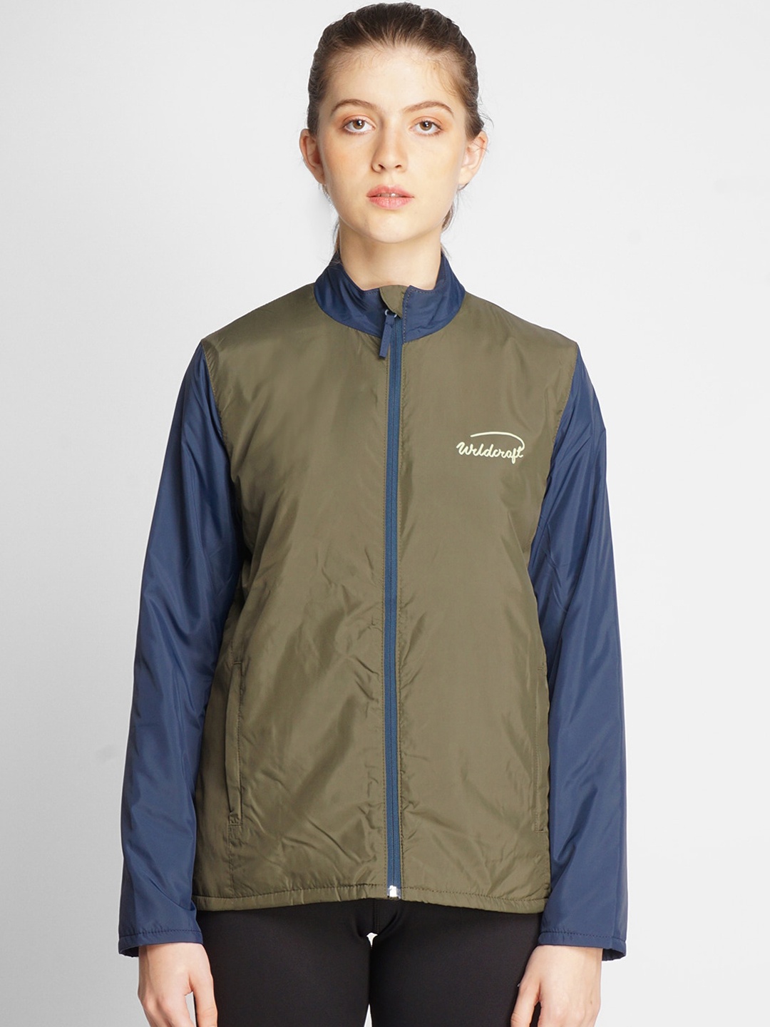 

Wildcraft Women Olive Green Blue Lightweight Outdoor Sporty Jacket