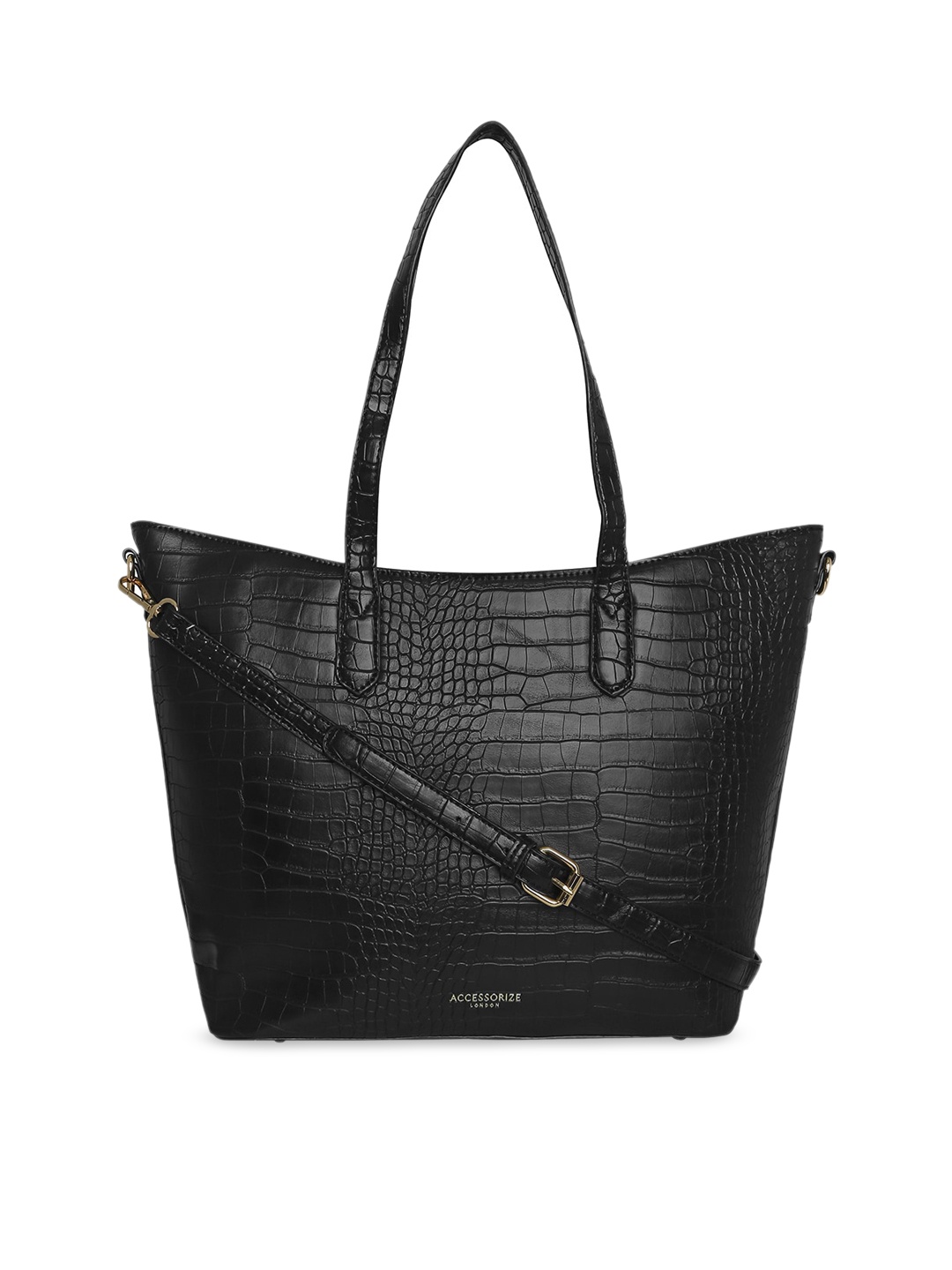 

Accessorize London Women Faux Leather Daffodil Tote bag, Black