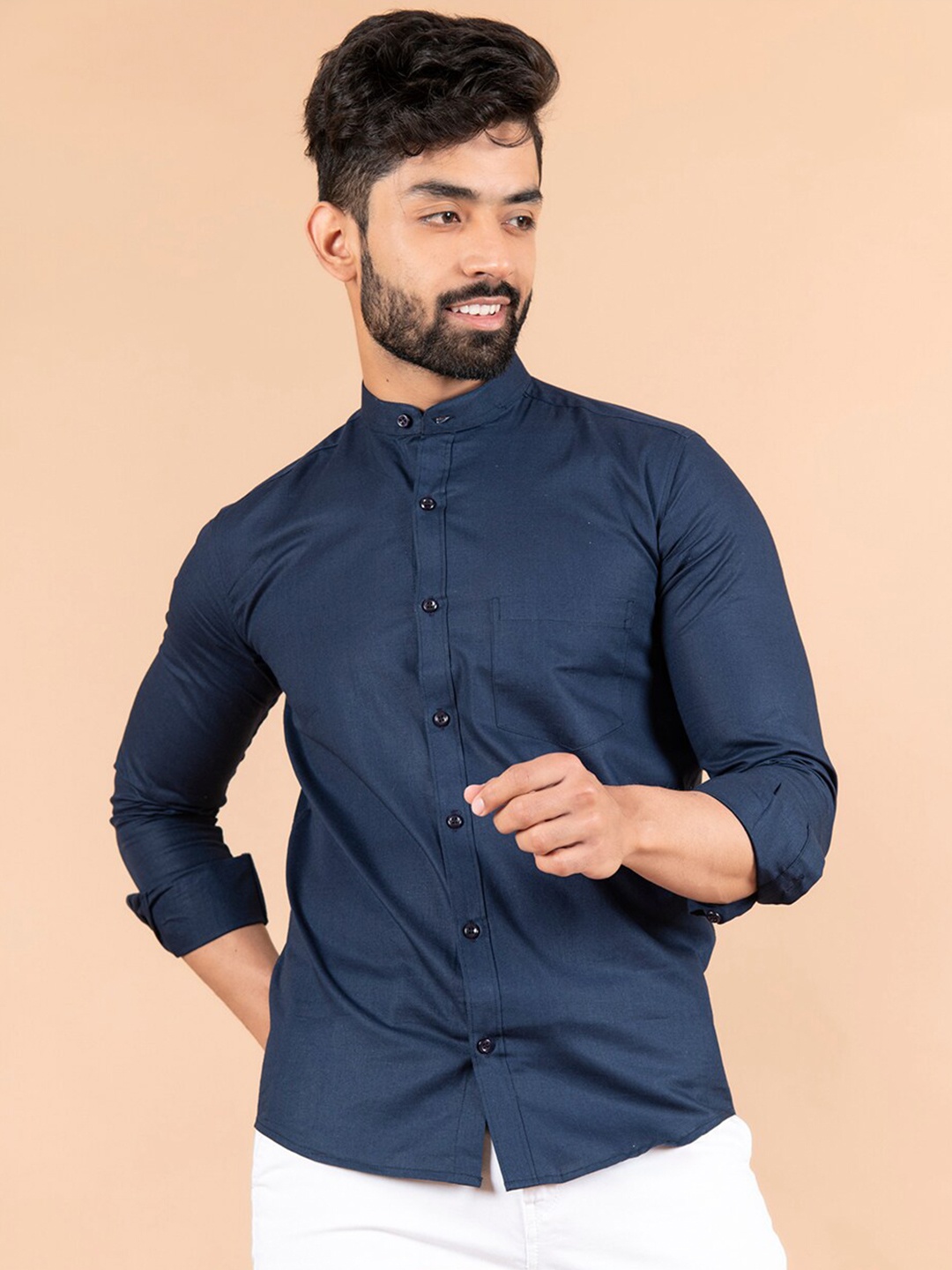 

Tistabene Men Blue Solid Comfort Fit Cotton Casual Shirt