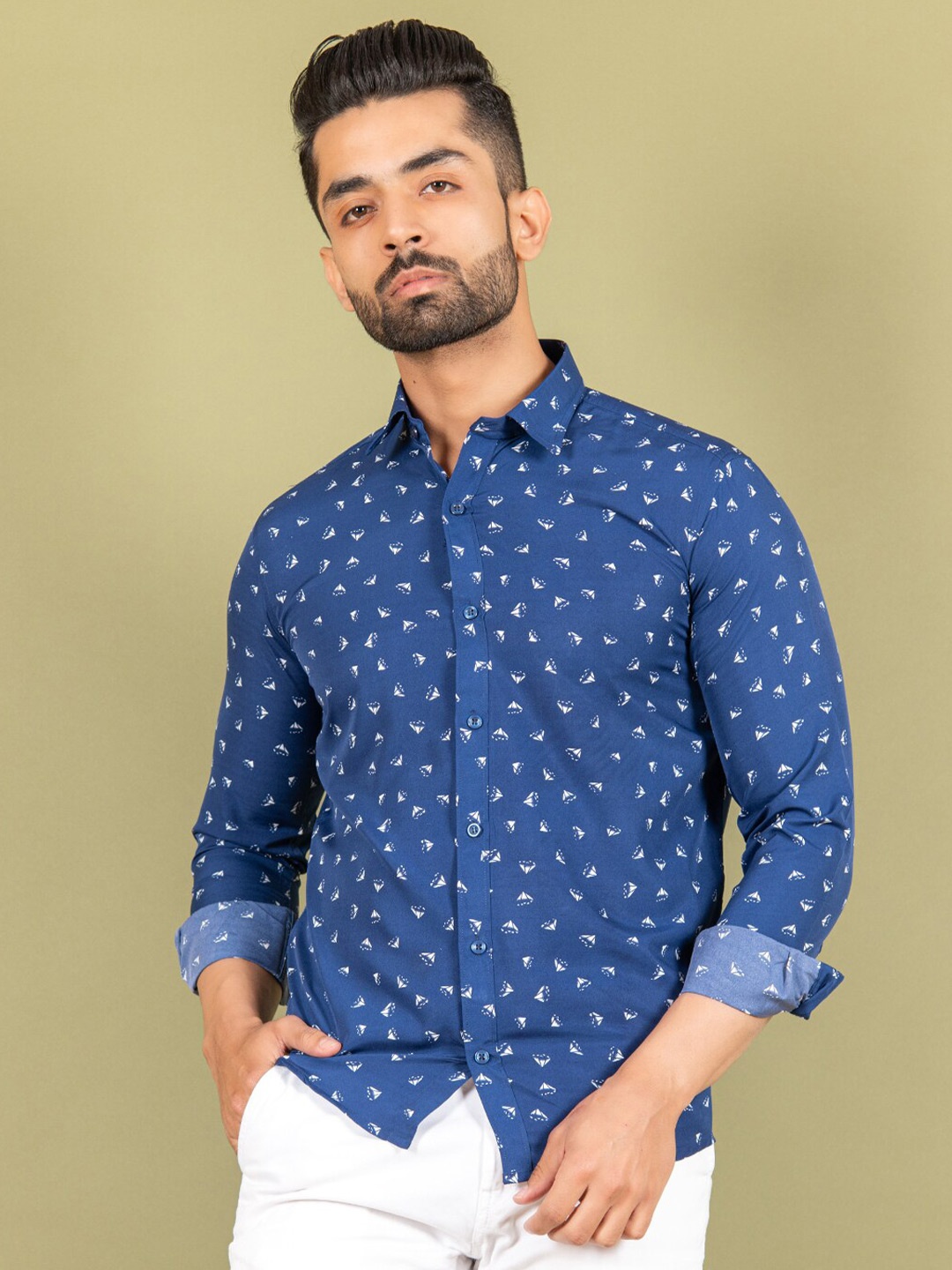 Tistabene Men Blue Comfort Printed Casual Shirt