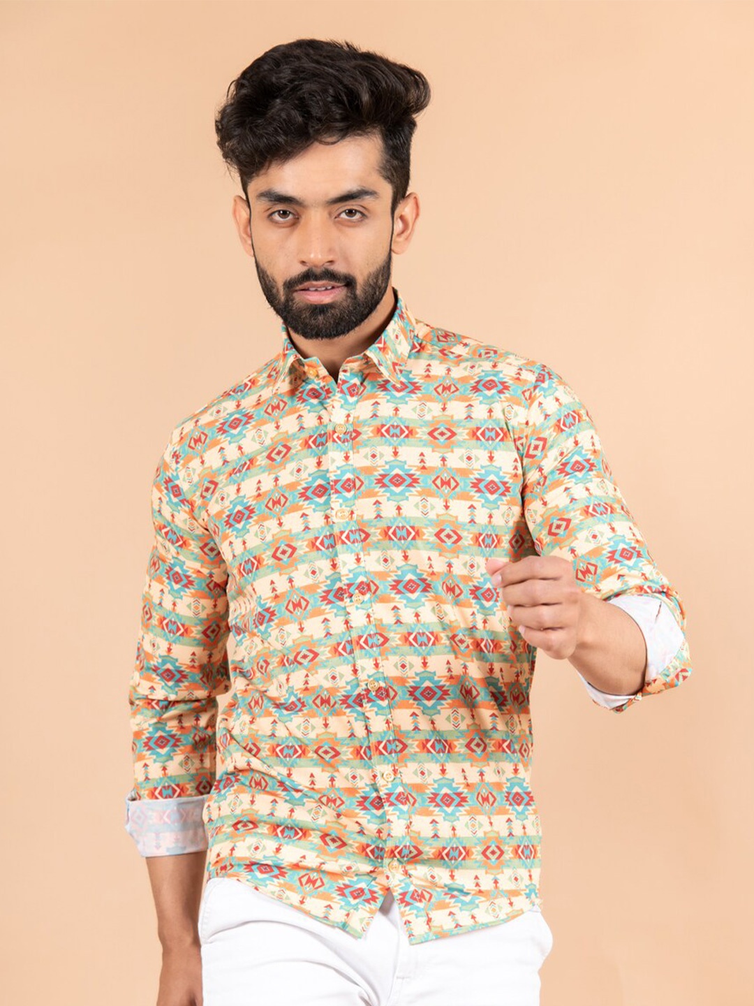 

Tistabene Men Multicoloured Abstract Print Comfort Crepe Casual Shirt, Multi