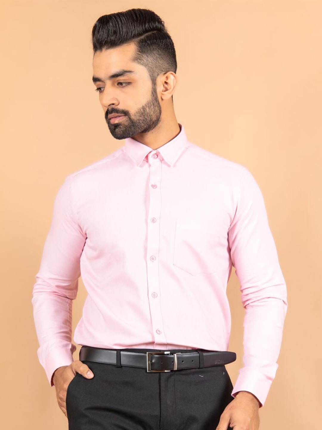 

Tistabene Men Solid Regular Fit Formal Shirt, Pink