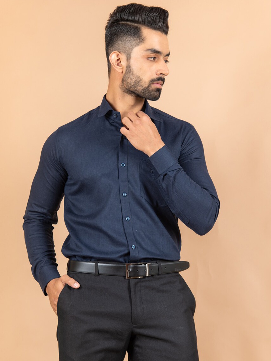 

Tistabene Men Navy Blue Comfort Formal Shirt