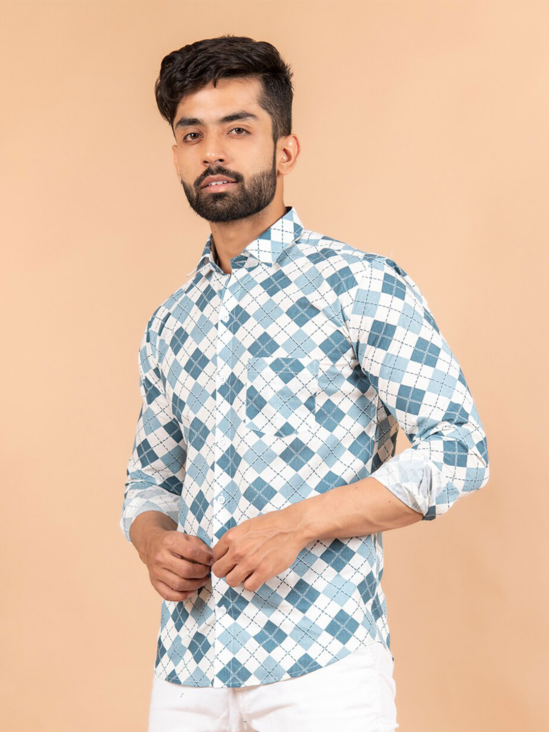 

Tistabene Men Blue Comfort Printed Casual Shirt