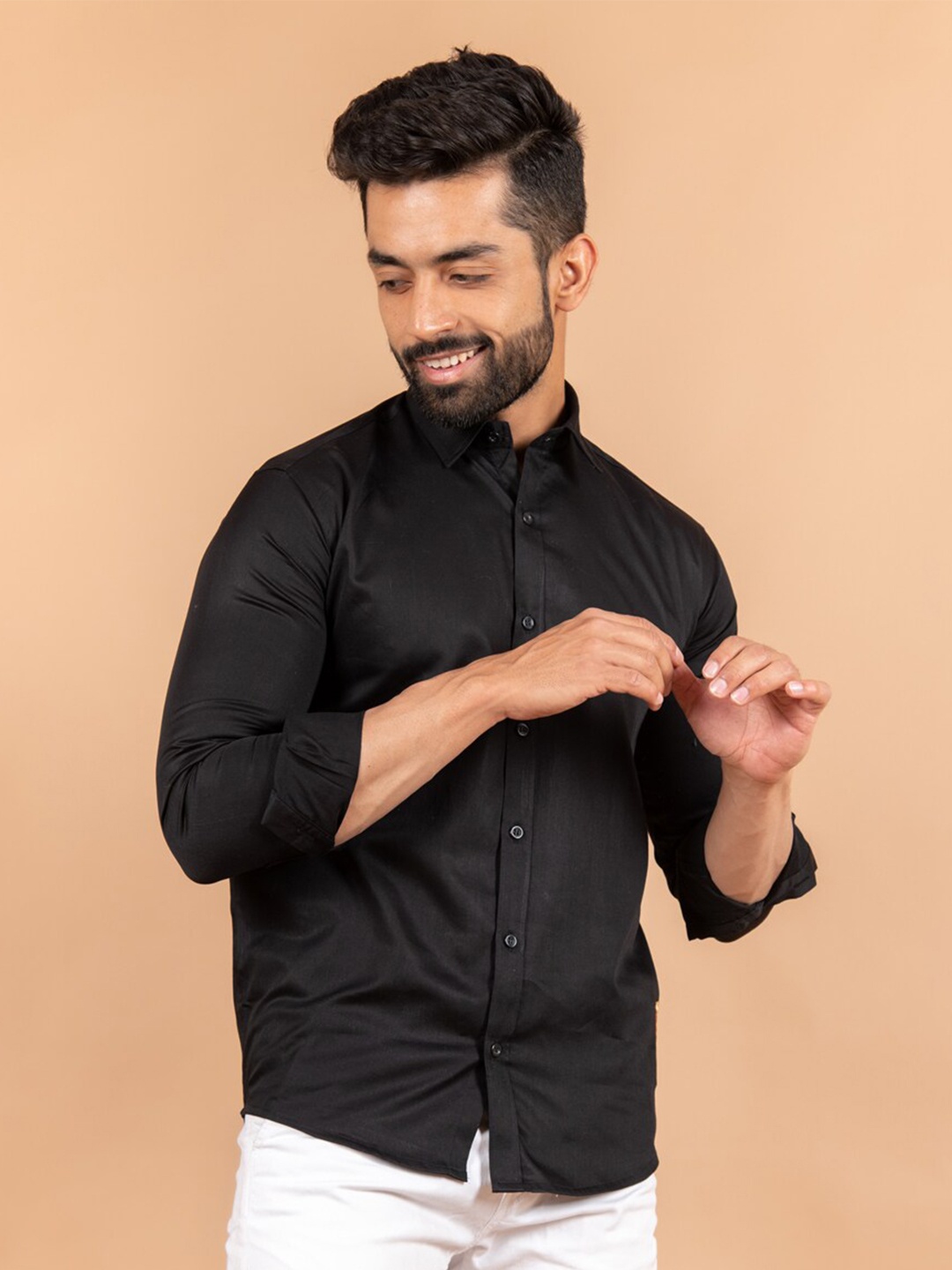 

Tistabene Men Black Snake Embroidered Comfort Casual Shirt
