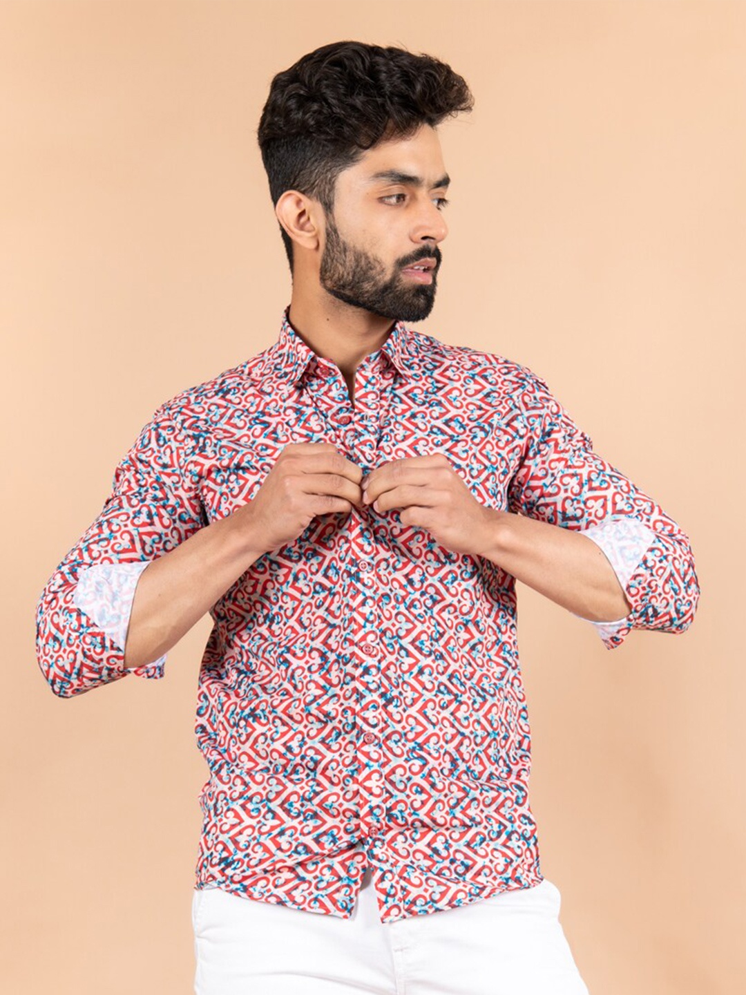 

Tistabene Men Red Comfort Printed Casual Shirt
