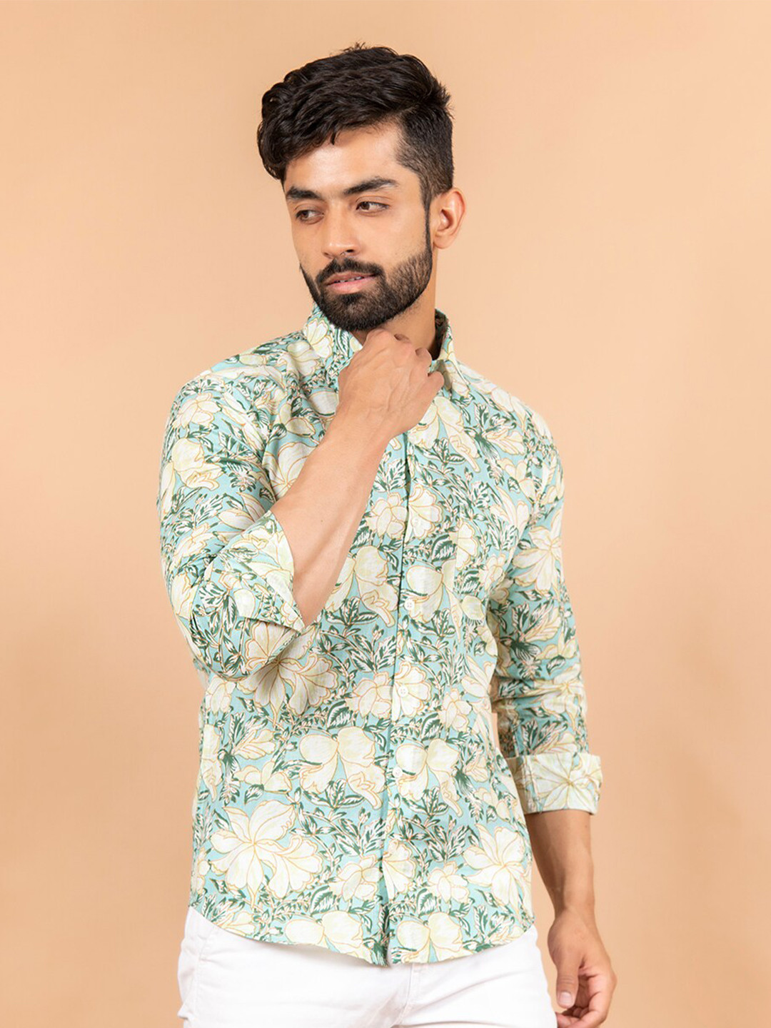 

Tistabene Men Blue Comfort Floral Printed Cotton Casual Shirt