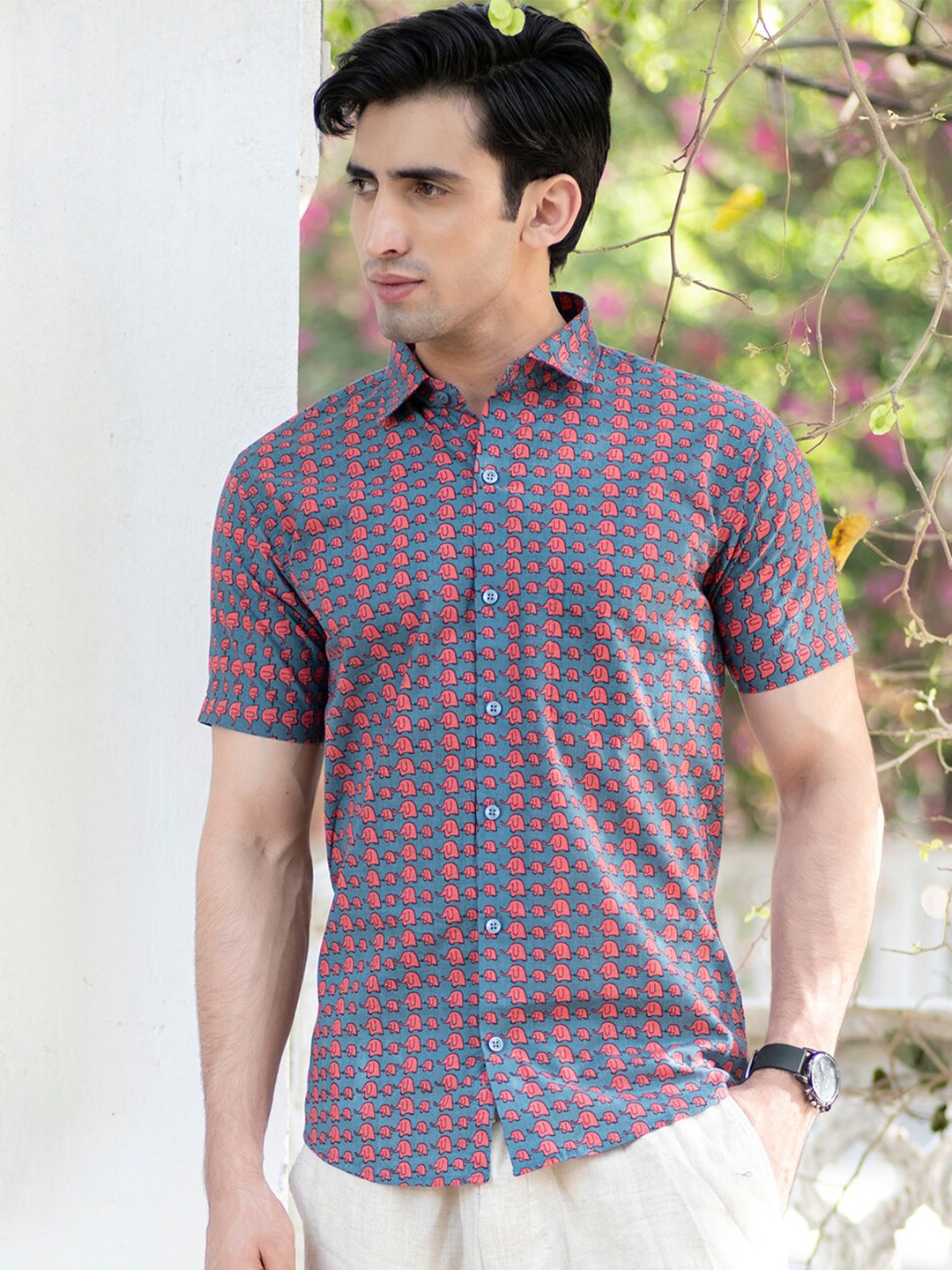 

Tistabene Men Grey Comfort Printed Casual Shirt