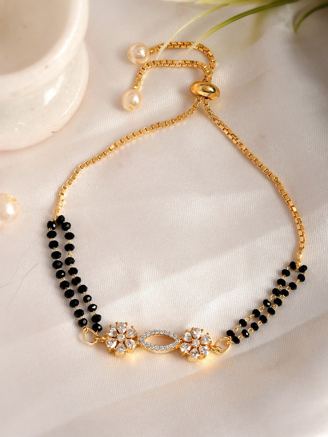 

Shoshaa Women Gold-Plated Brass AD Studded Mangalsutra Bracelet