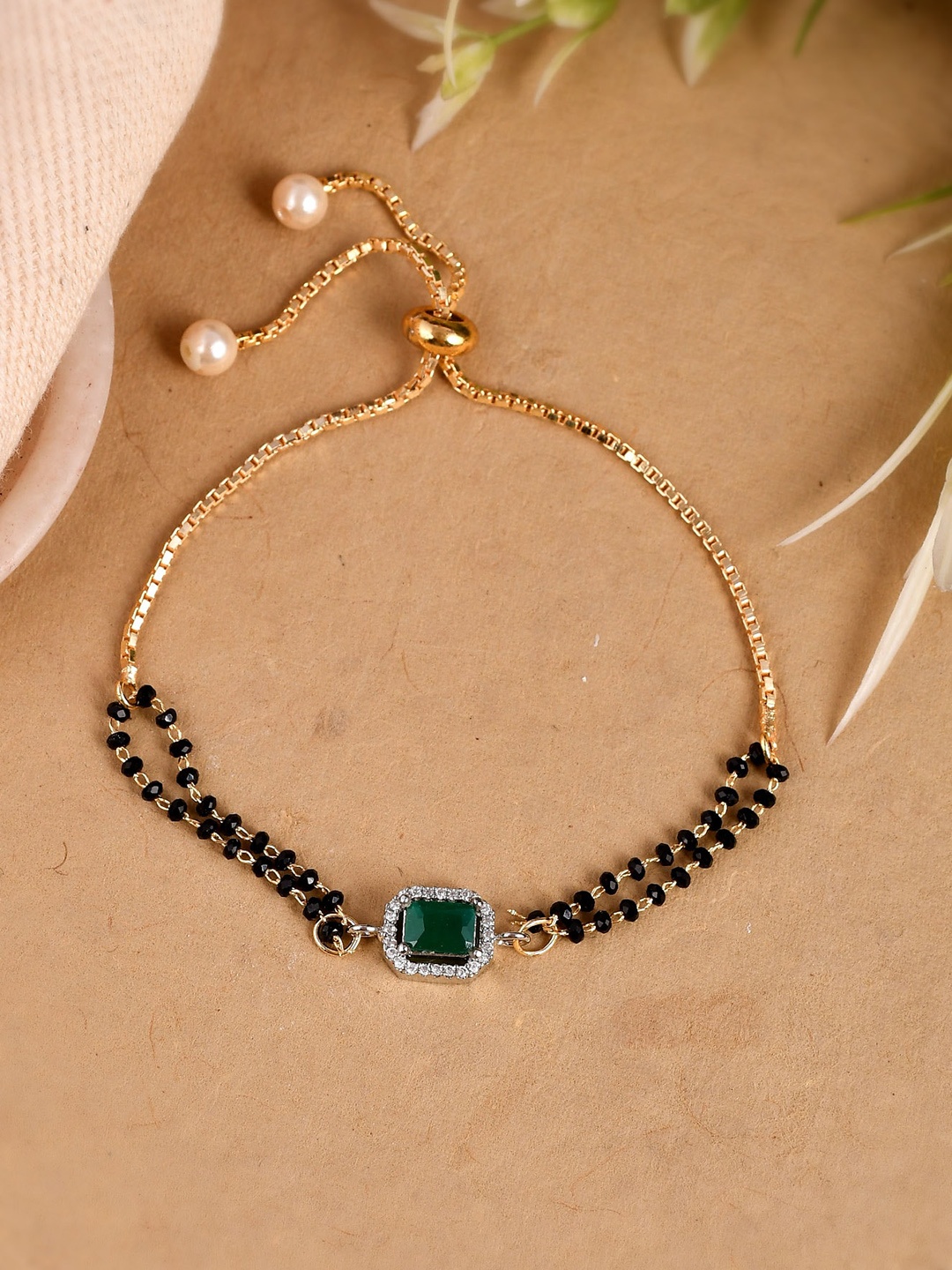 

Shoshaa Gold-Plated AD Studded Mangalsutra Bracelet