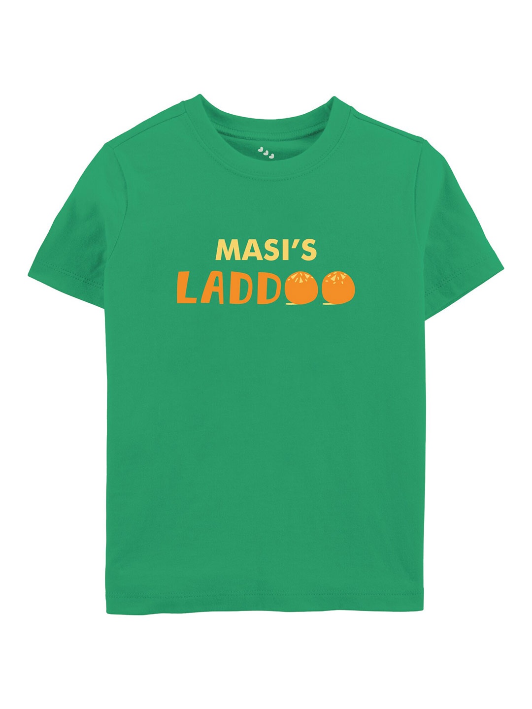 

Zeezeezoo Kids Green Pure Cotton Masi's Laddoo Printed Cotton Tshirt