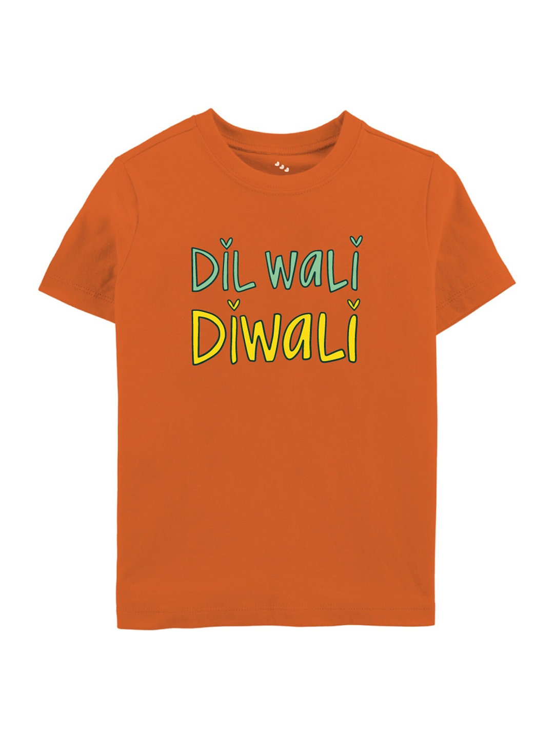 

Zeezeezoo Kids Orange Pure Cotton Dil Wali Diwali Printed Tshirt