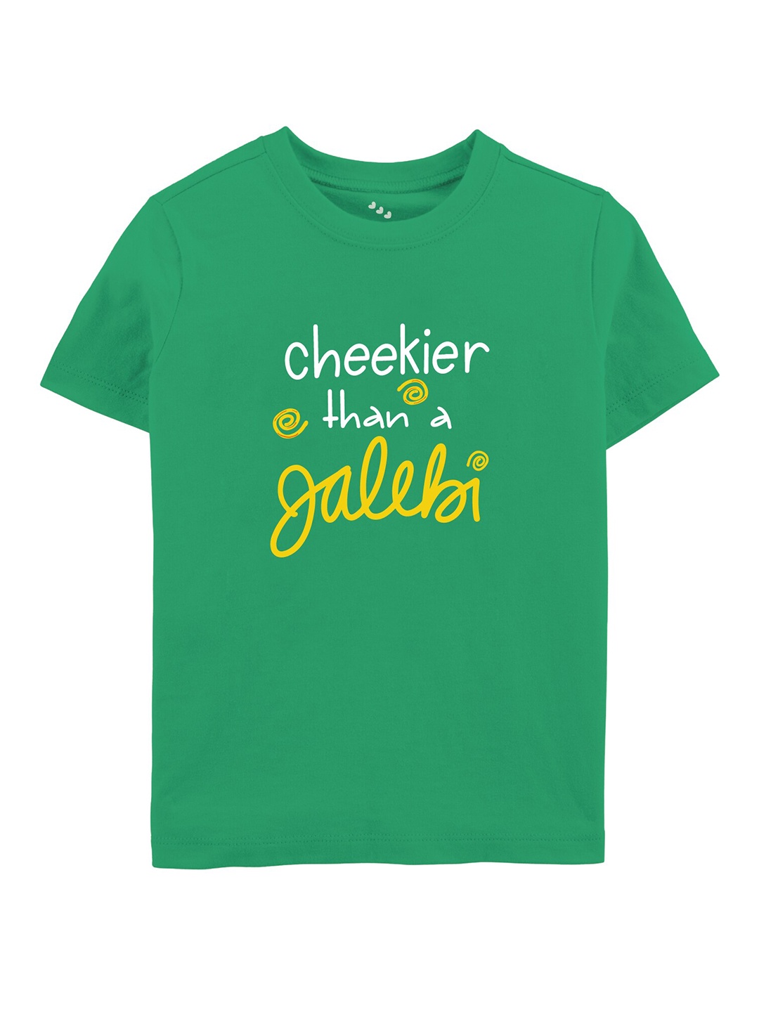 

Zeezeezoo Kids Green Pure Cotton Cheekier than a Jalebi Printed Tshirt