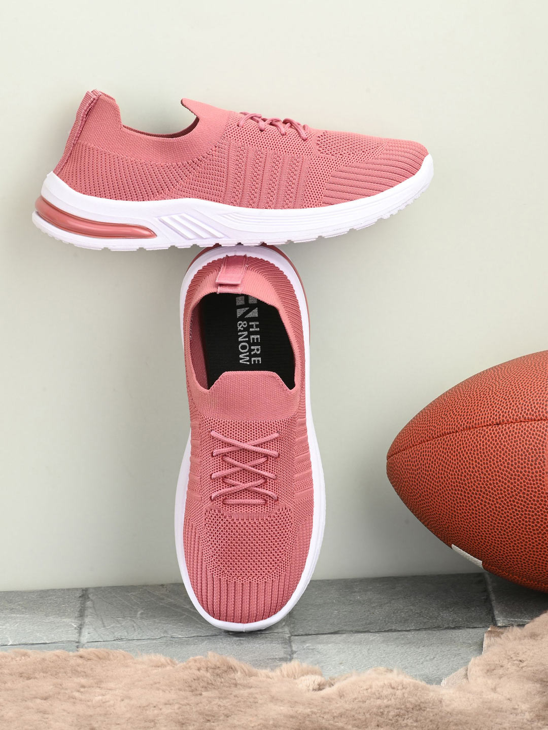 

HERE&NOW Women Woven Design Slip-On Sneakers, Peach