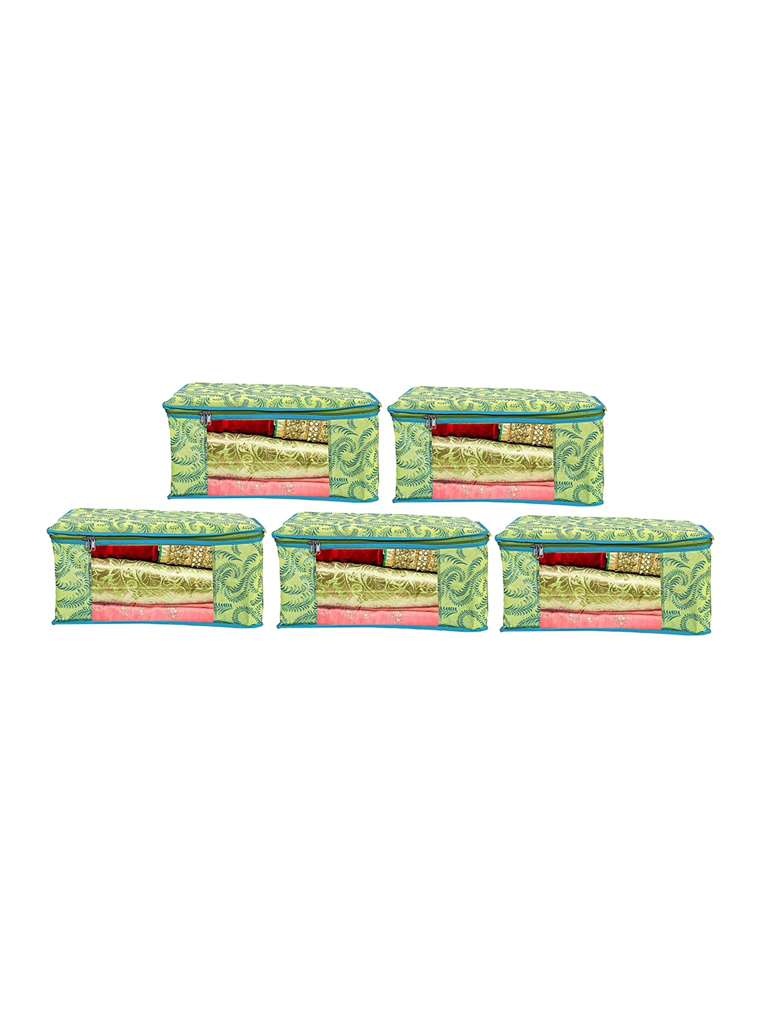 

Home Fresh Set Of 5 Green Printed Saree Organisers