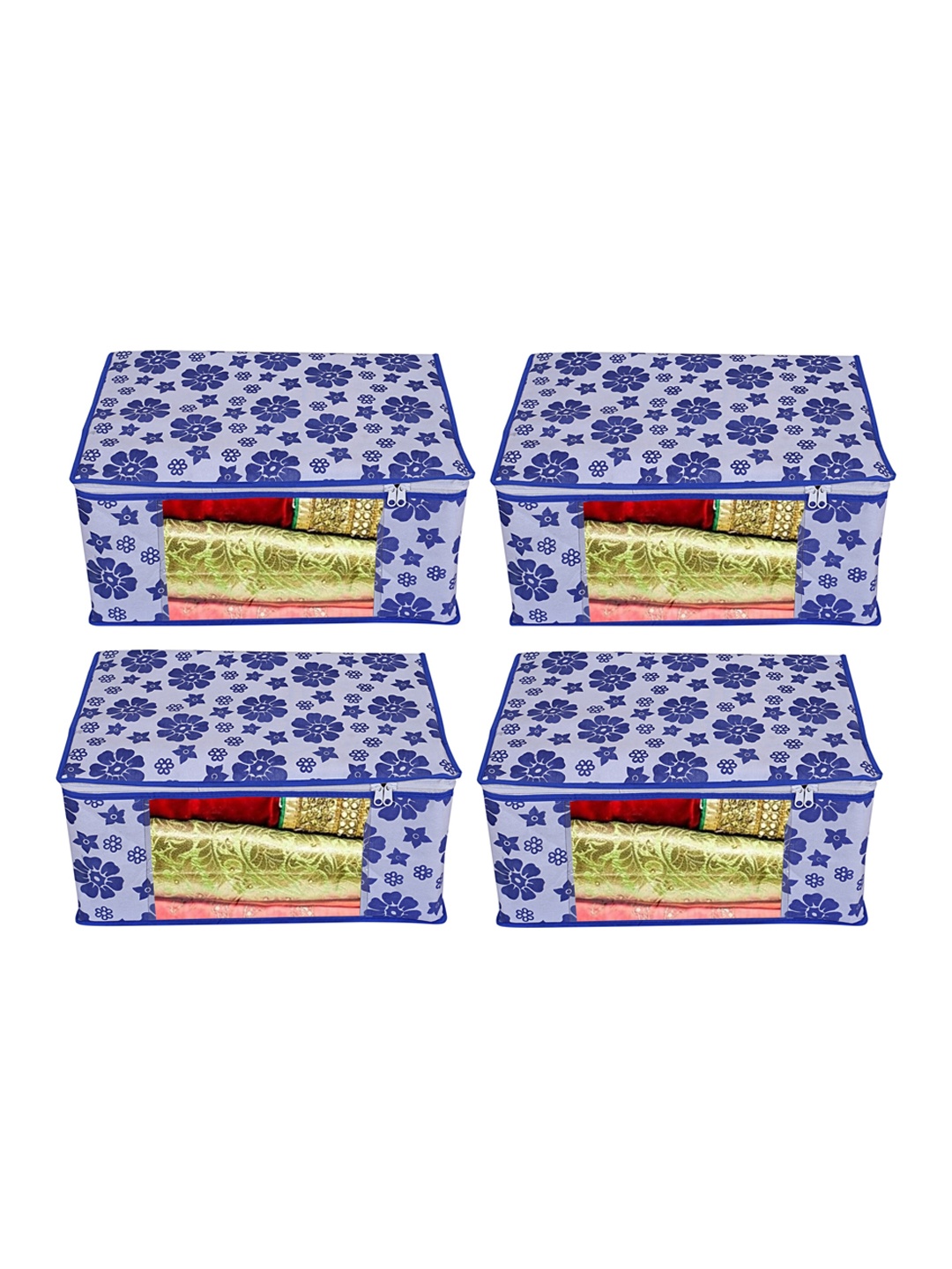 

Home Fresh Pack Of 4 Blue Printed Saree Organisers