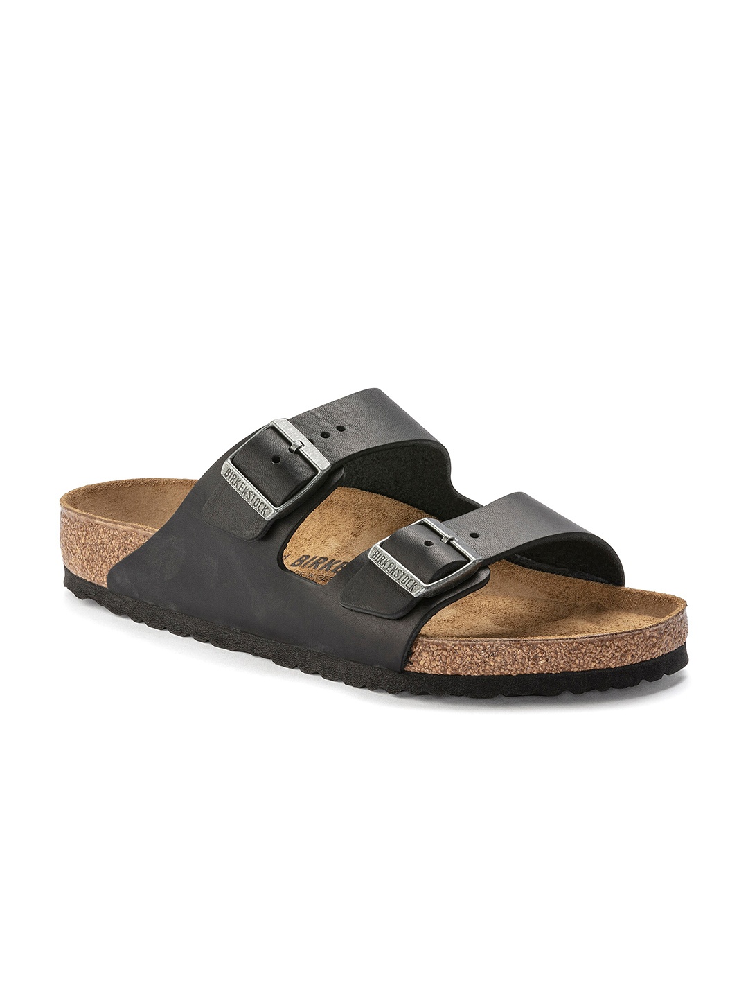 

Birkenstock Men Black & Beige Leather Comfort Sandals