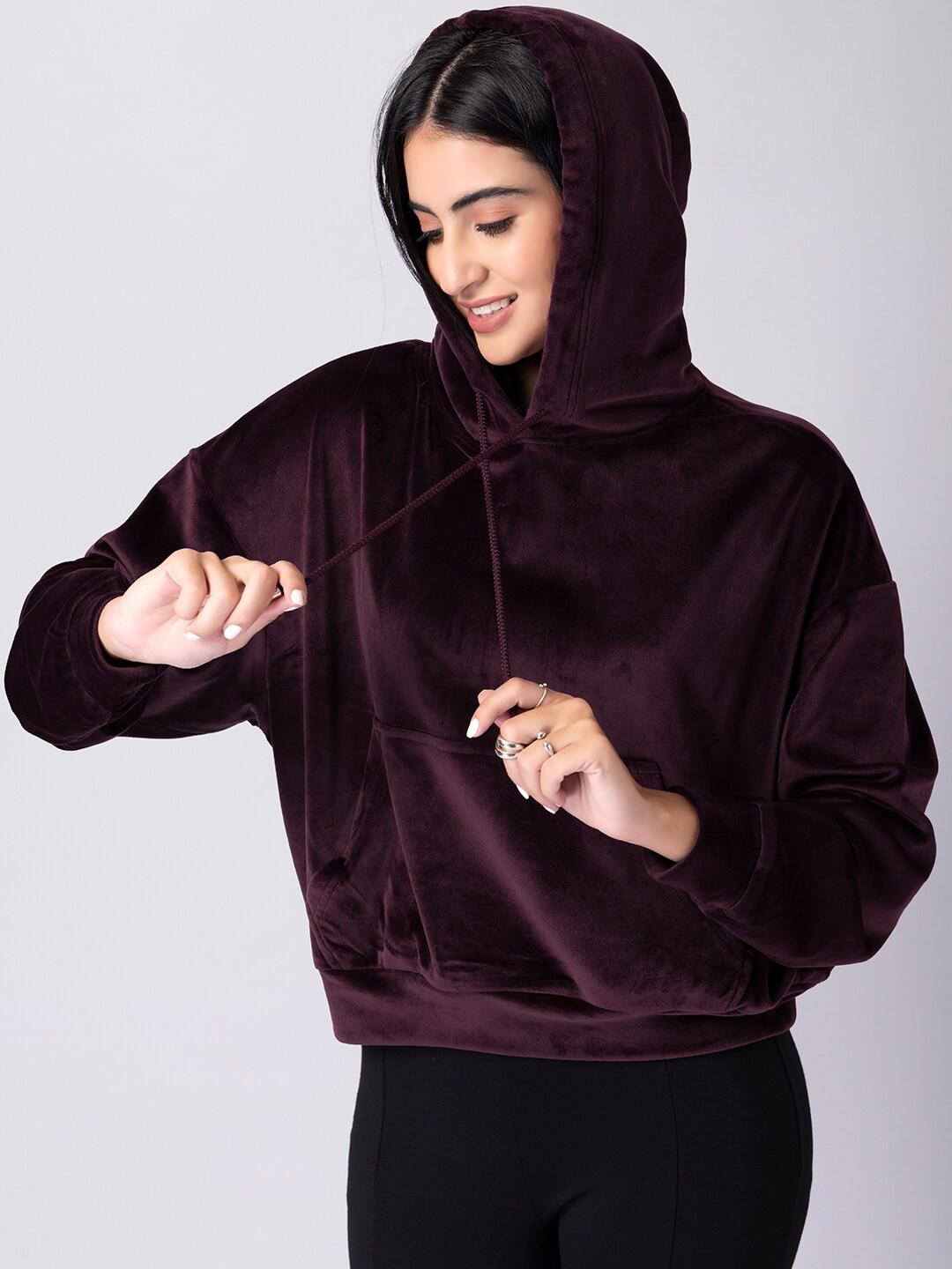 

FabAlley Women Purple Hooded Sweatshirt