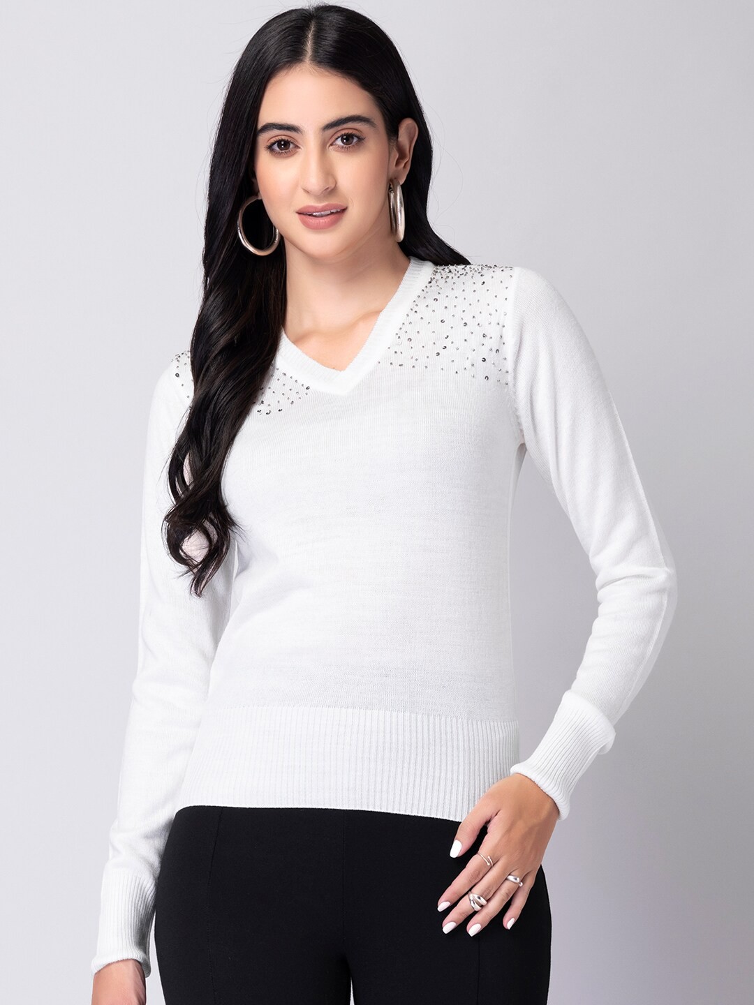 

FabAlley Women White Pullover