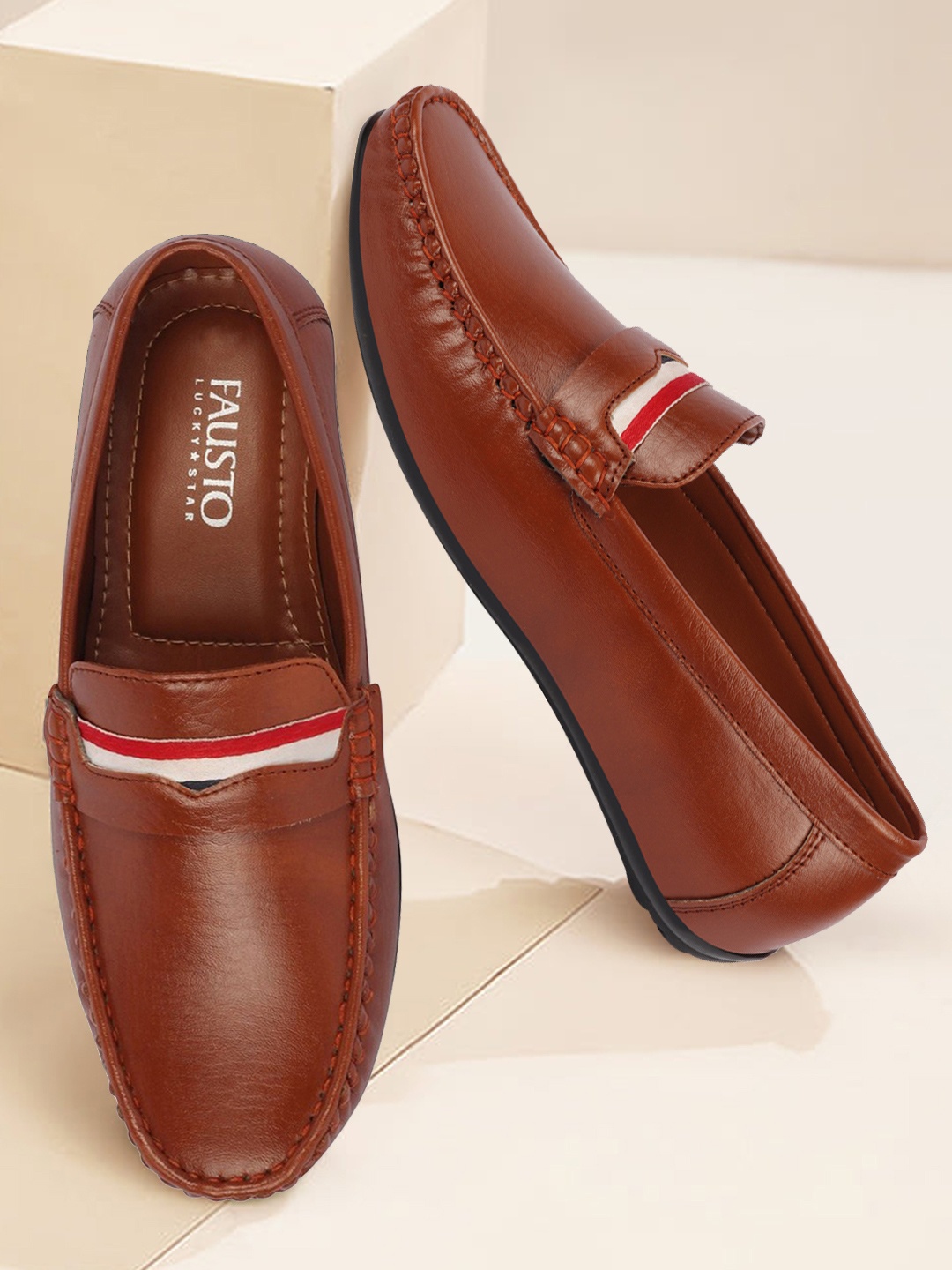 

FAUSTO Men Tan Slip On Loafers