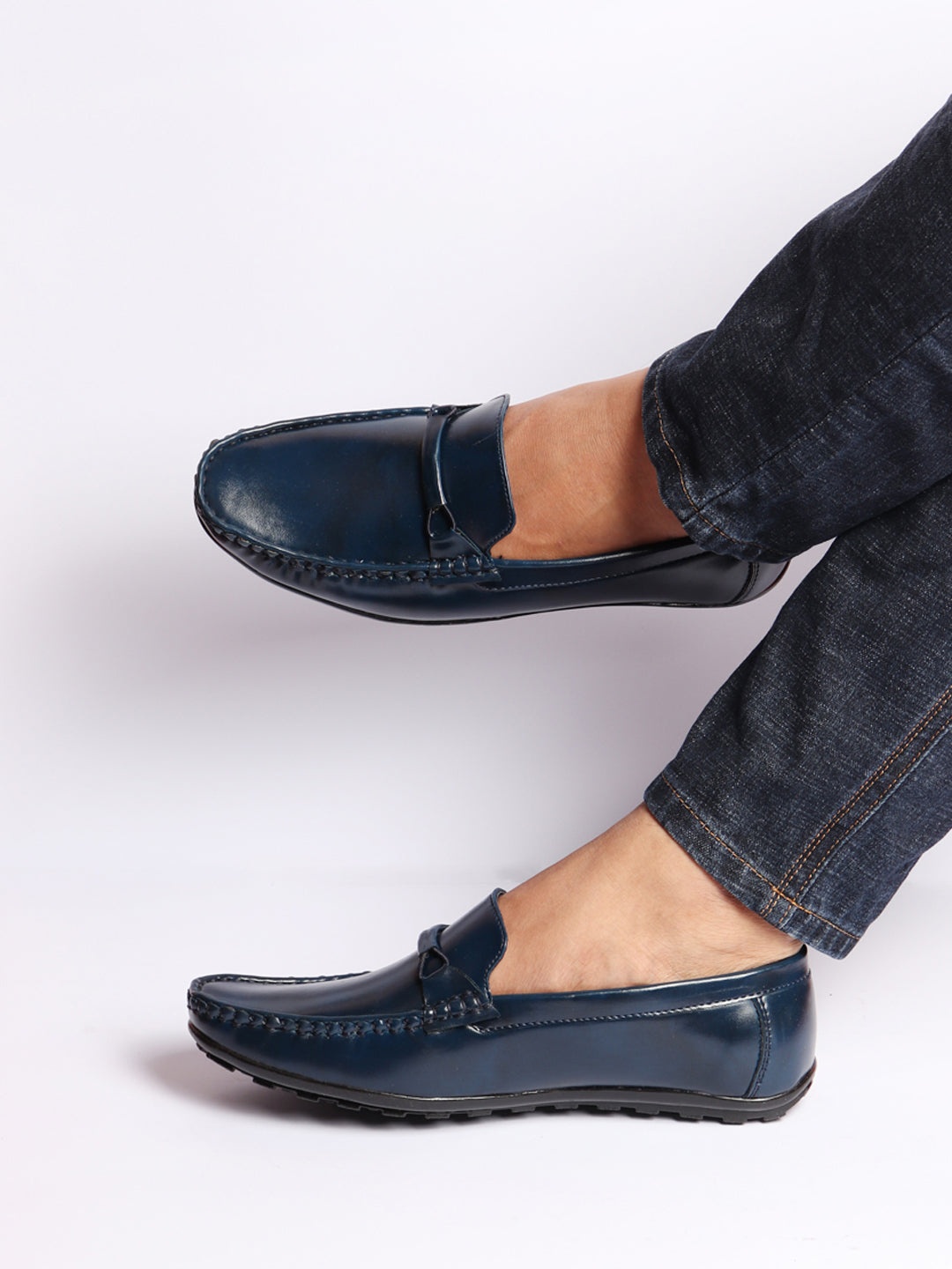 

FAUSTO Men Blue Slip On Casua PU Loafers
