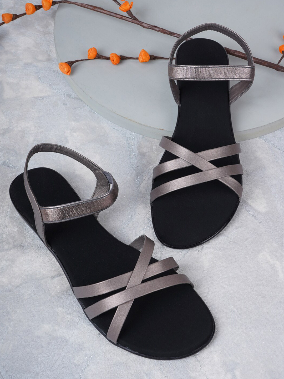 

Style Shoes Women Open Toe Flats, Grey