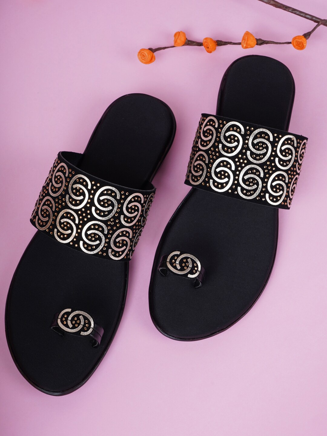 

Style Shoes Women Embellished One Toe Flats, Gold