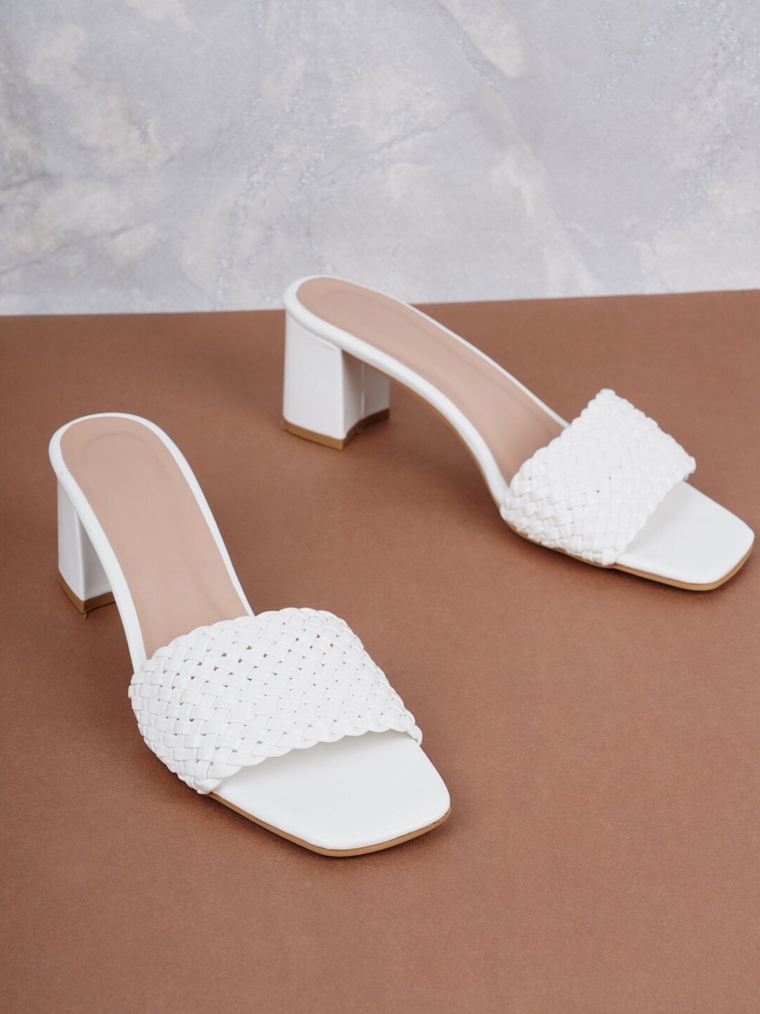 

Style Shoes Women White Solid Block Heels