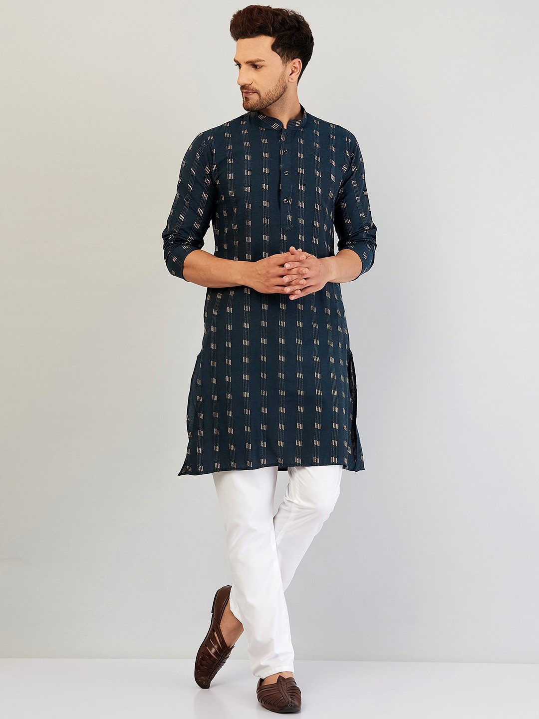 

Armaan Ethnic Men Printed Kurta with Pyjamas, Navy blue