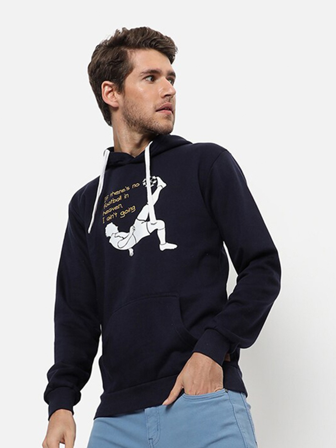 

Campus Sutra Men Blue Hooded Sweatshirt