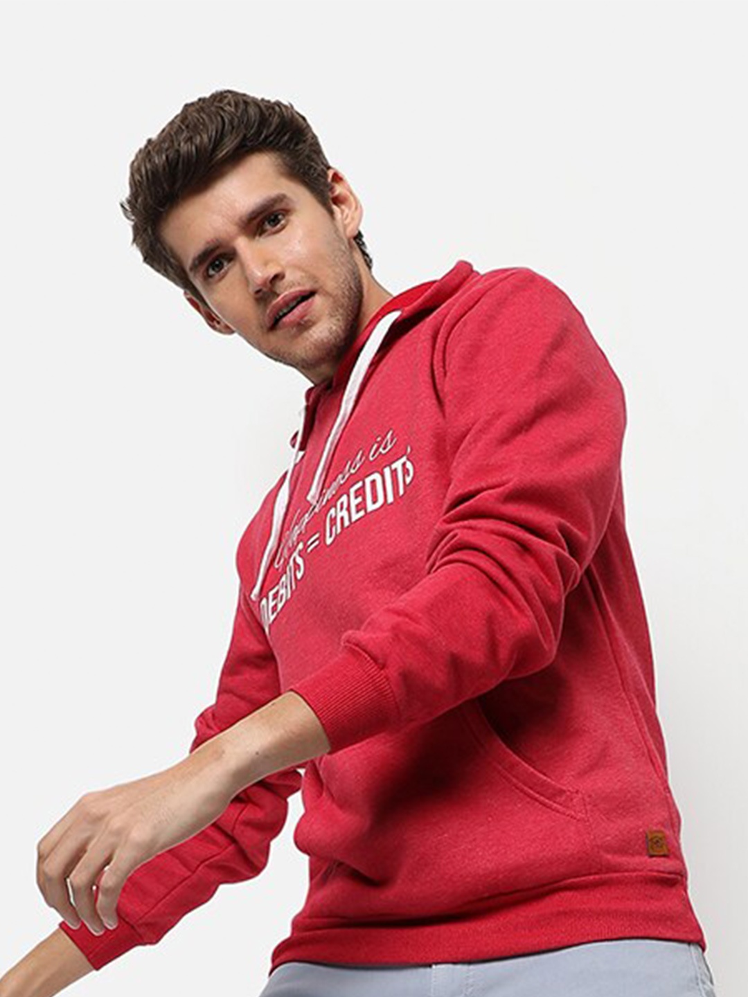 

Campus Sutra Men Maroon Printed Hooded Sweatshirt