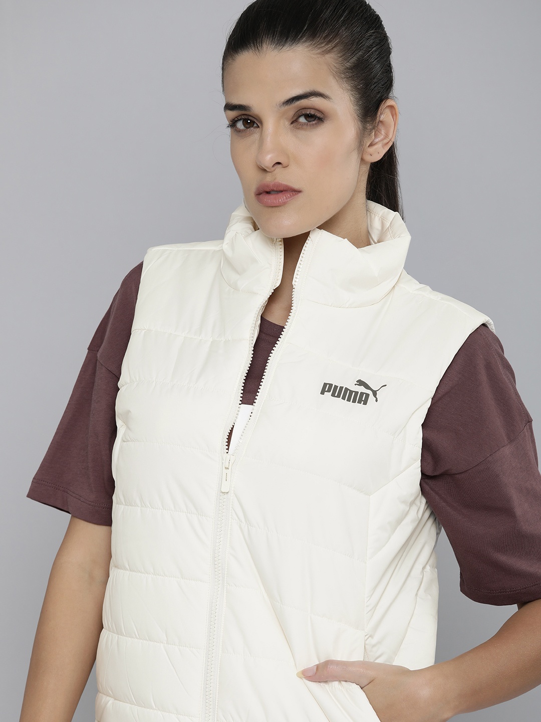 

Puma Women Regular Fit Windcheater Puffer Jacket, White
