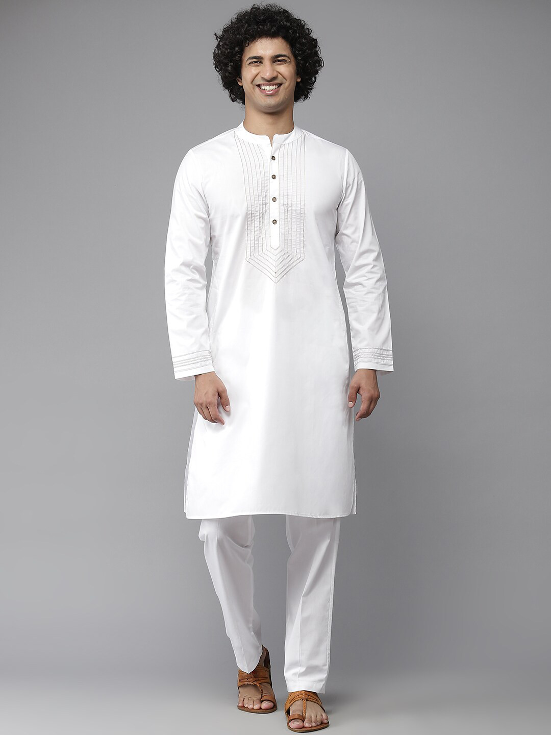 

See Designs Men White Yoke Design Kurta