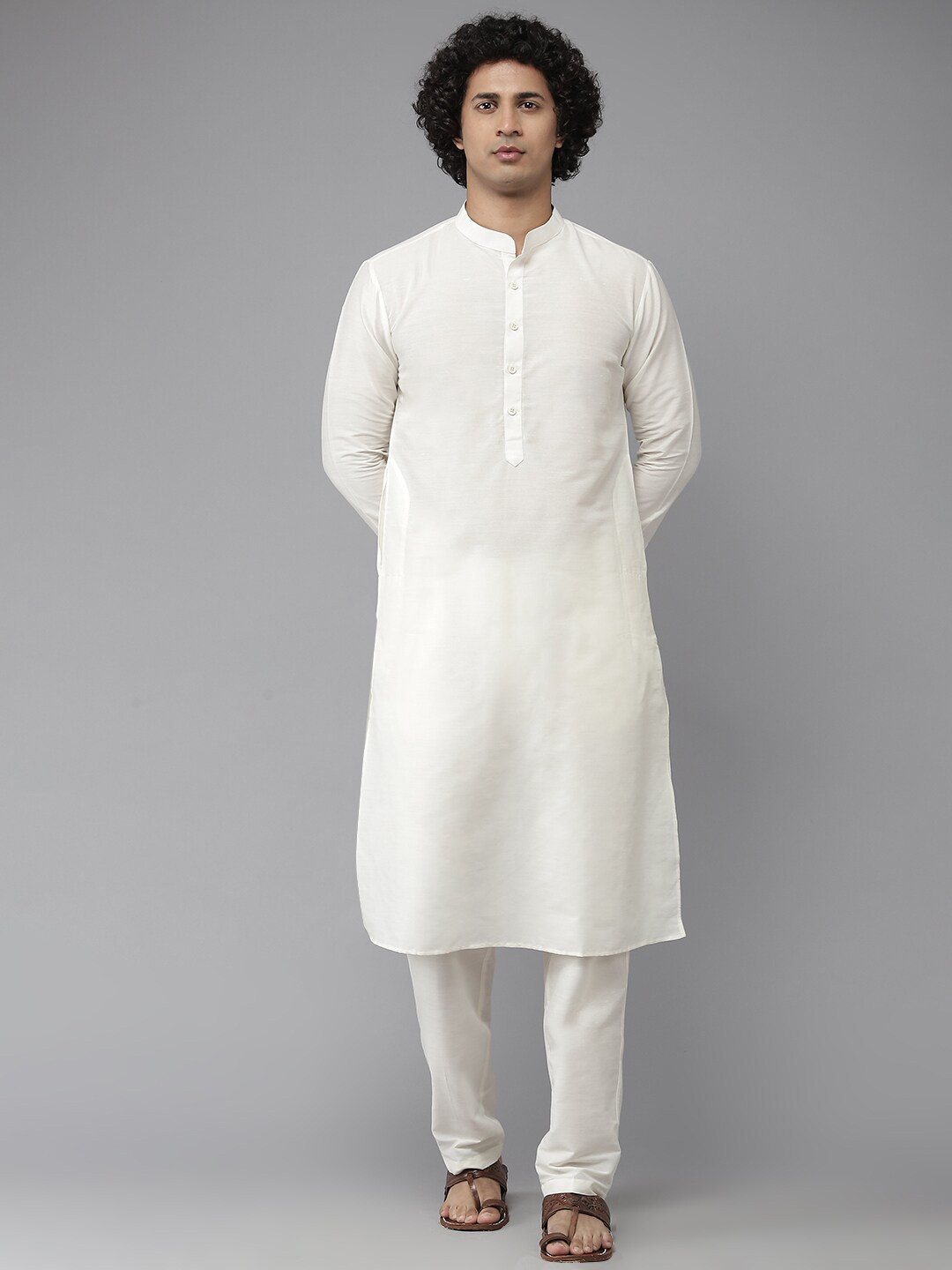 

See Designs Men White Solid Cotton Kurta