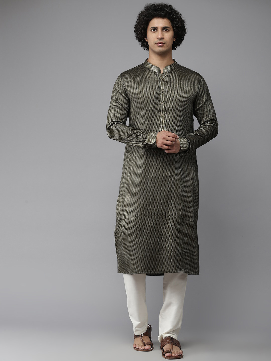 

See Designs Men Green Cotton Kurta