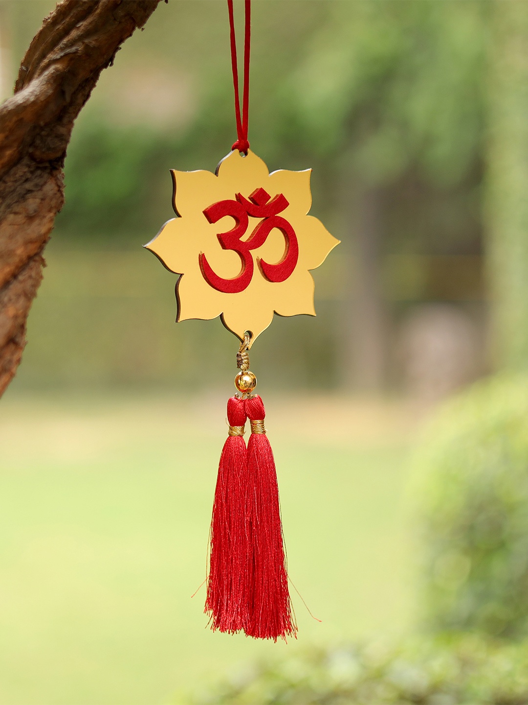 

DULI Om Dream Catcher Car Hanging With Tassels Windchimes, Red