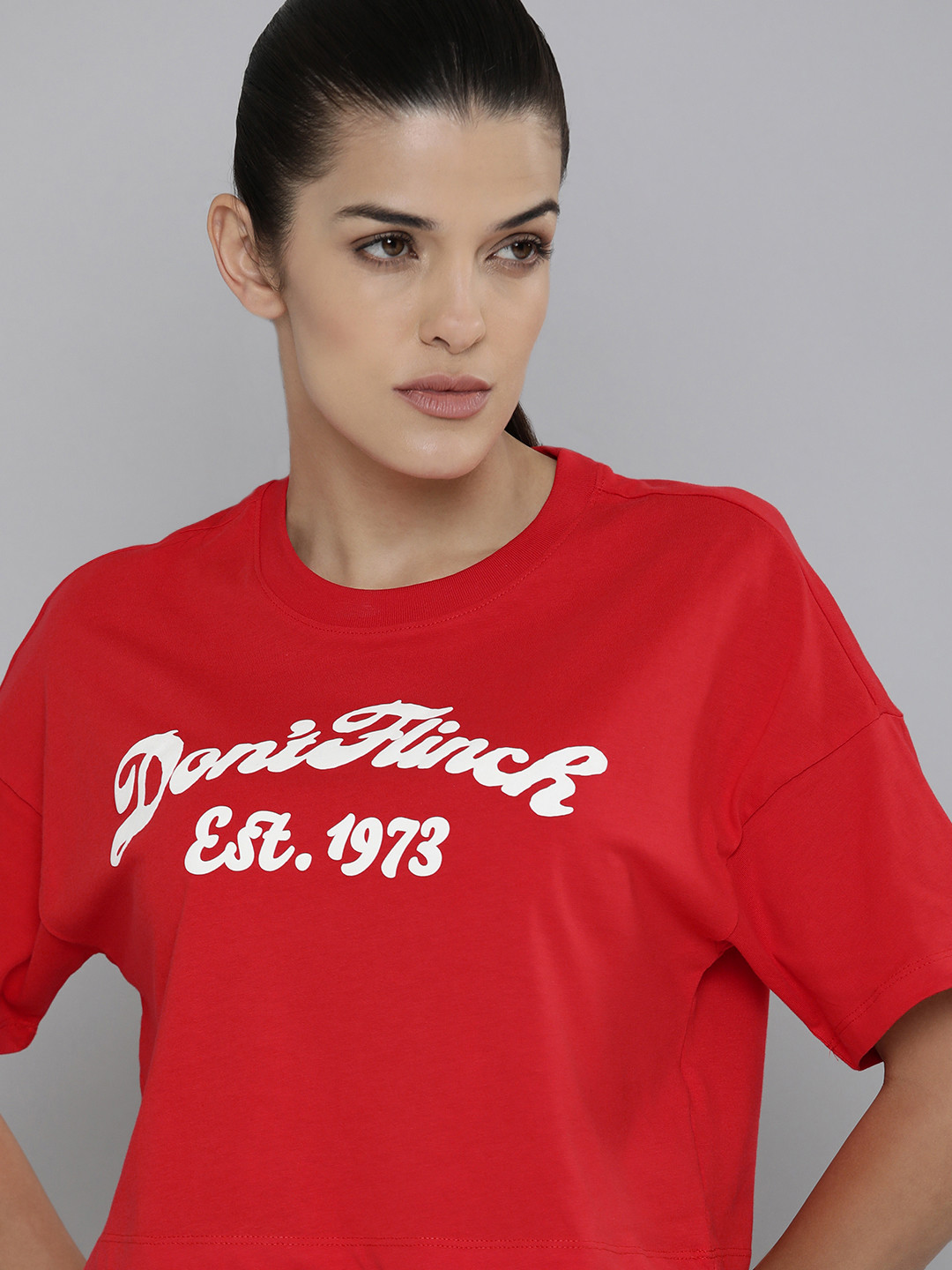 

Puma Red Print Mod Crop 3 Drop Shoulder Pure Cotton Boxy Top