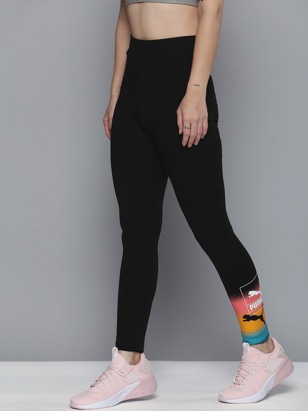 

Puma Women Black Brand logo Printed High Waist Training Brand Love Leggings