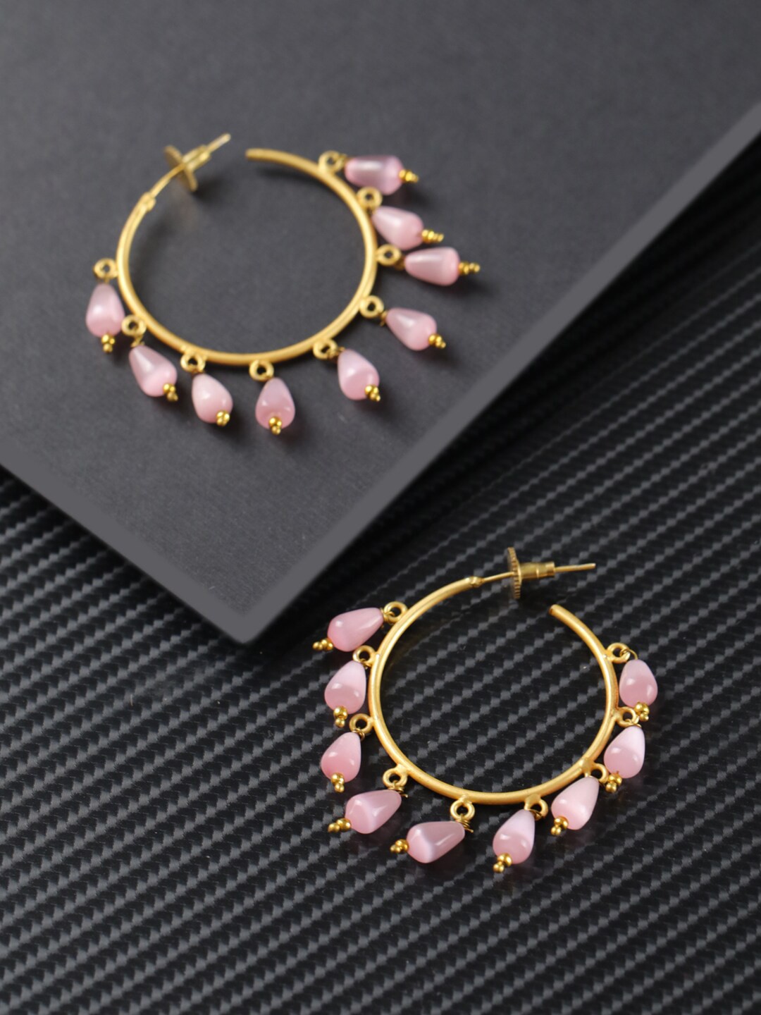 

Jazz and Sizzle Pink & Gold Plated Circular Half Hoop Earrings