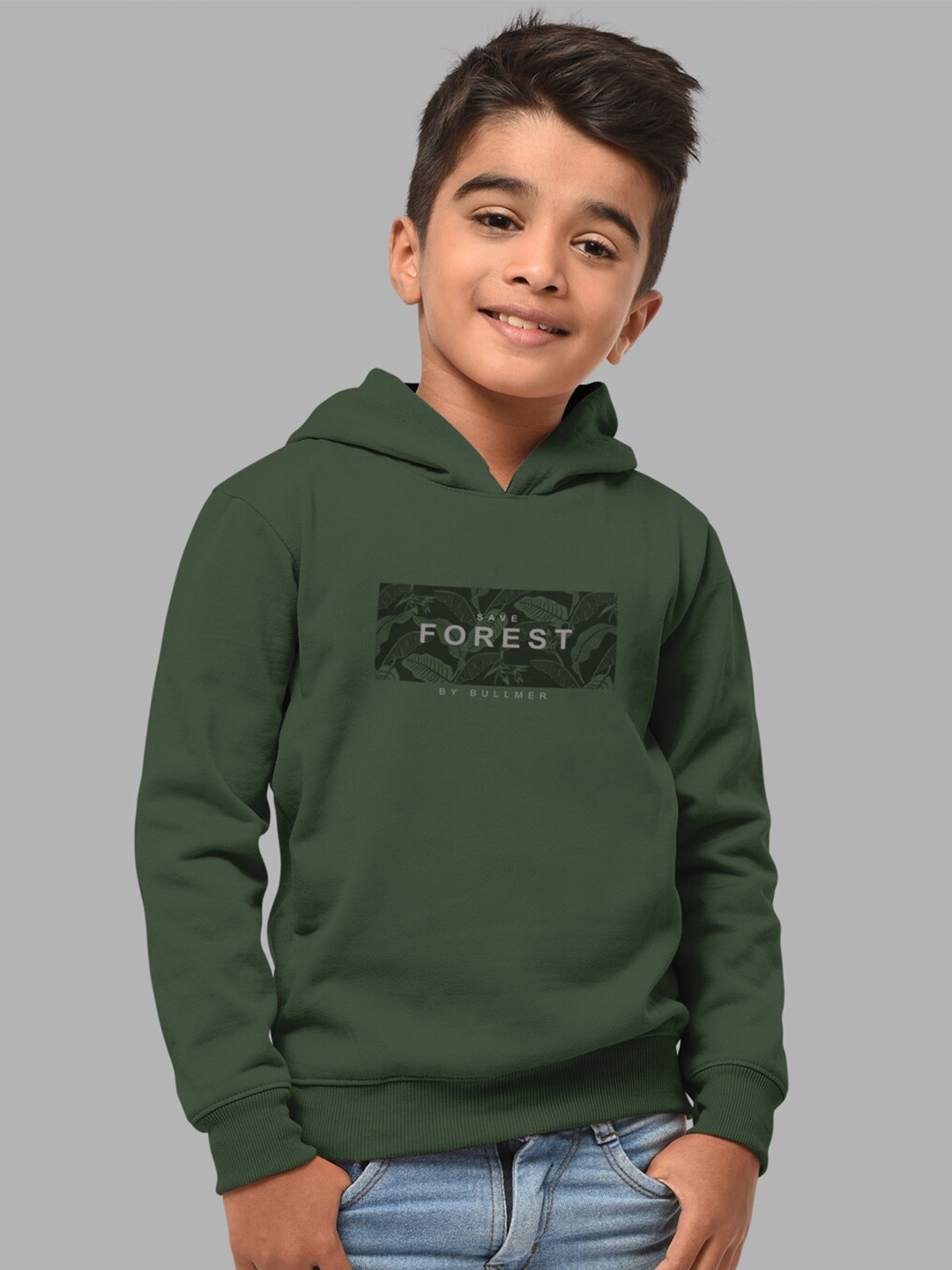 

HELLCAT Boys Green Front & Back Printed Hooded Sweatshirt