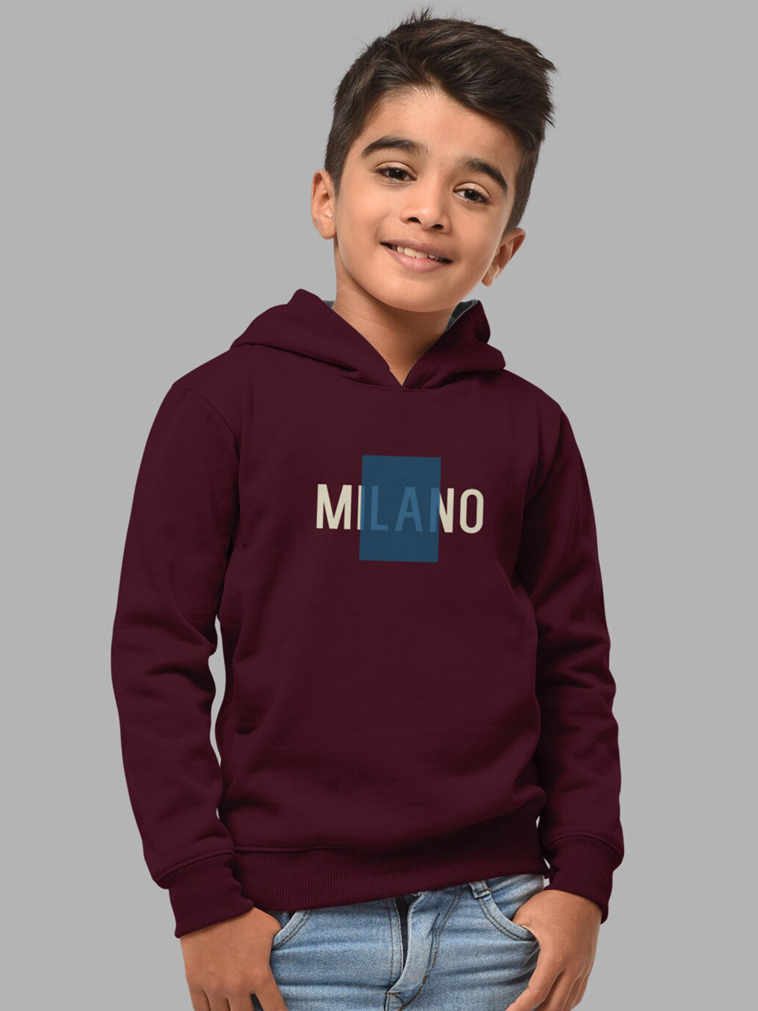 

HELLCAT Boys Burgundy Front & Back Printed Cotton Hooded Sweatshirt
