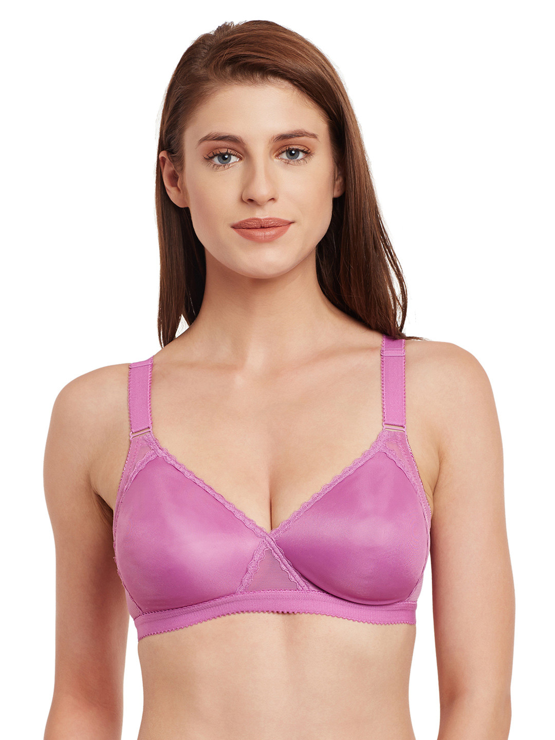 

SECRETT CURVES Purple Solid Non-Wired Lightly Padded Everyday Bra XDSPZU-RD