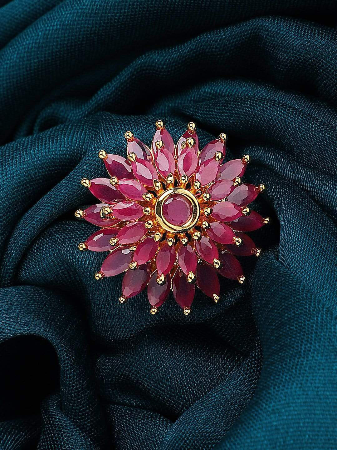 

Rubans Gold Plated Pink CZ-Studded Handcrafted Finger Ring