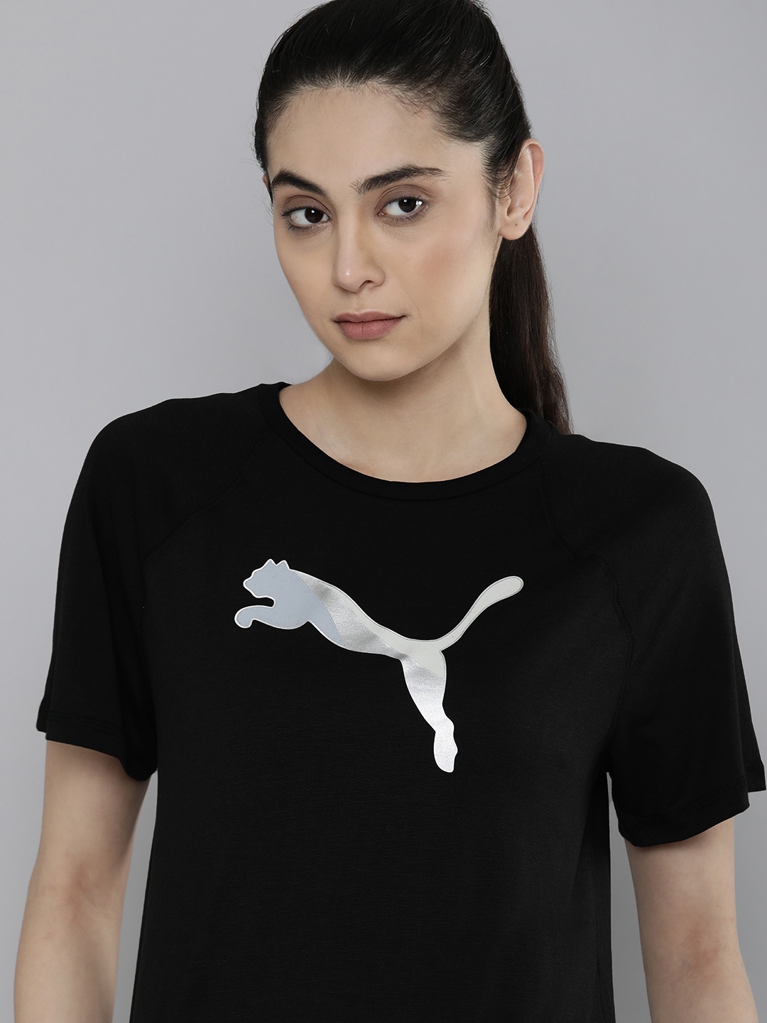 

Puma Evostripe Brand Logo Printed Relaxed Fit T-shirt, Black